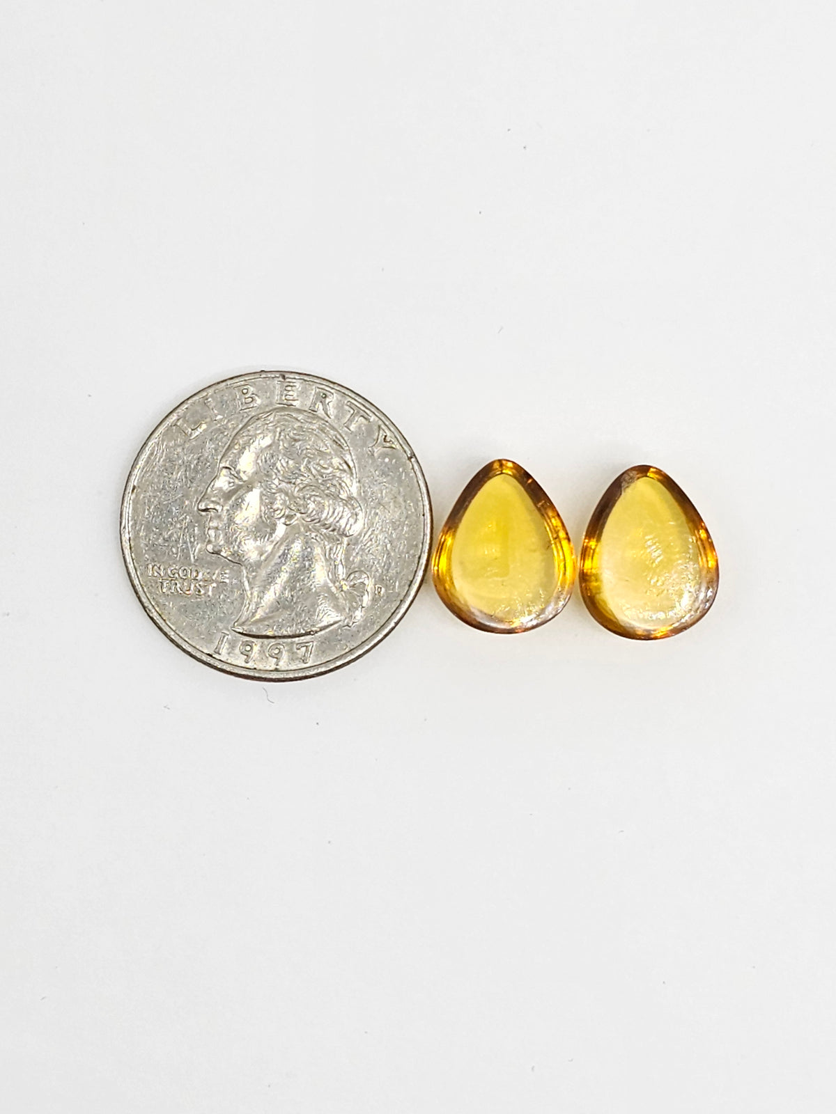Amber Teardrop Cabochon Pair
