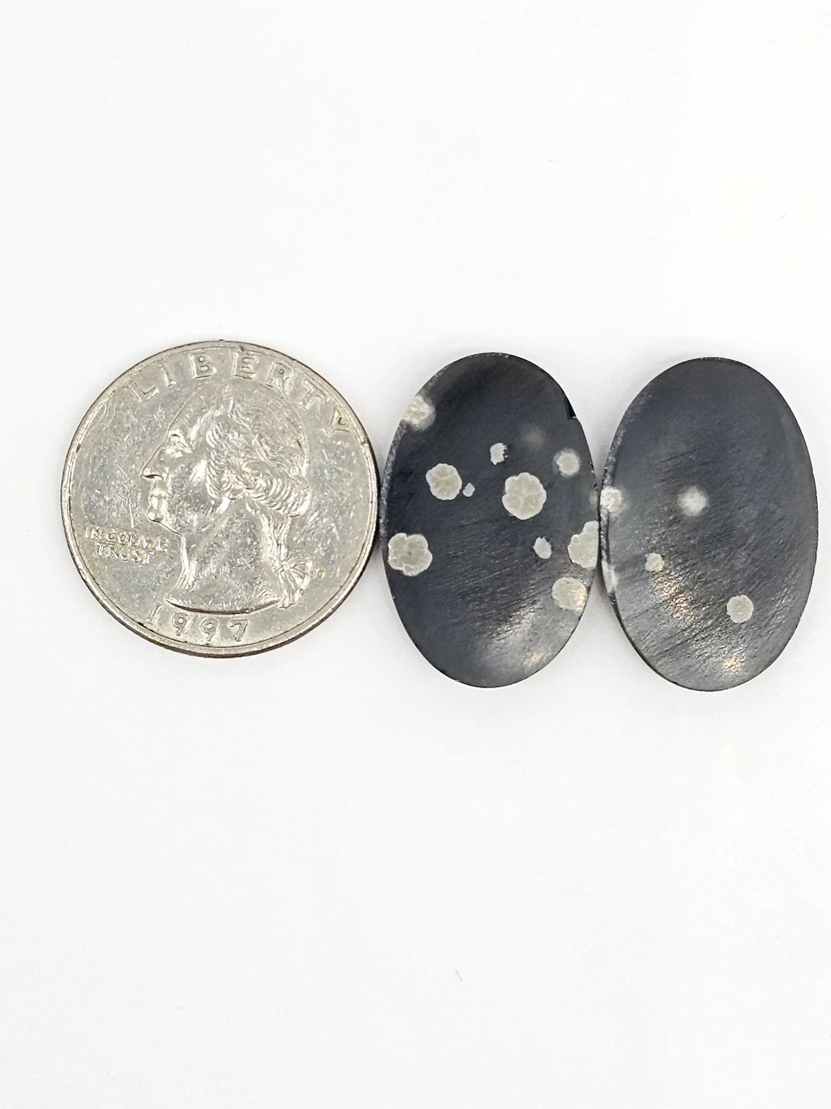 Snowflake Obsidian Cabochon Pair | Natural Mexican Obsidian for Silversmiths
