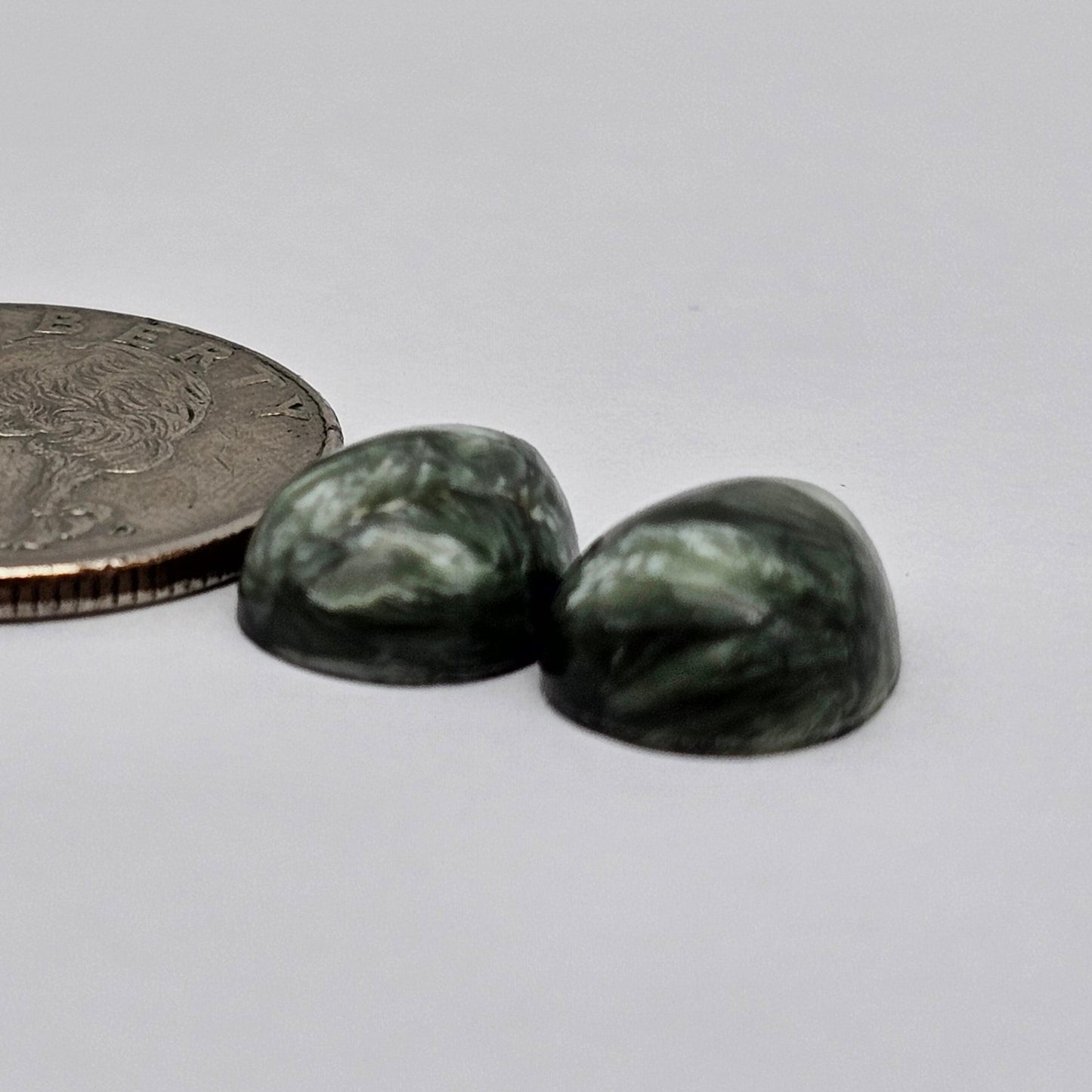 Seraphinite Cabochon Pair