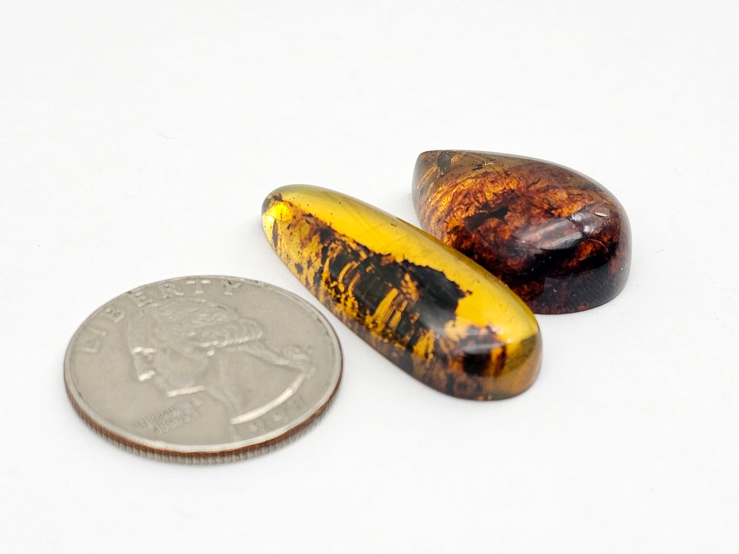 Amber authentic cabochon set large