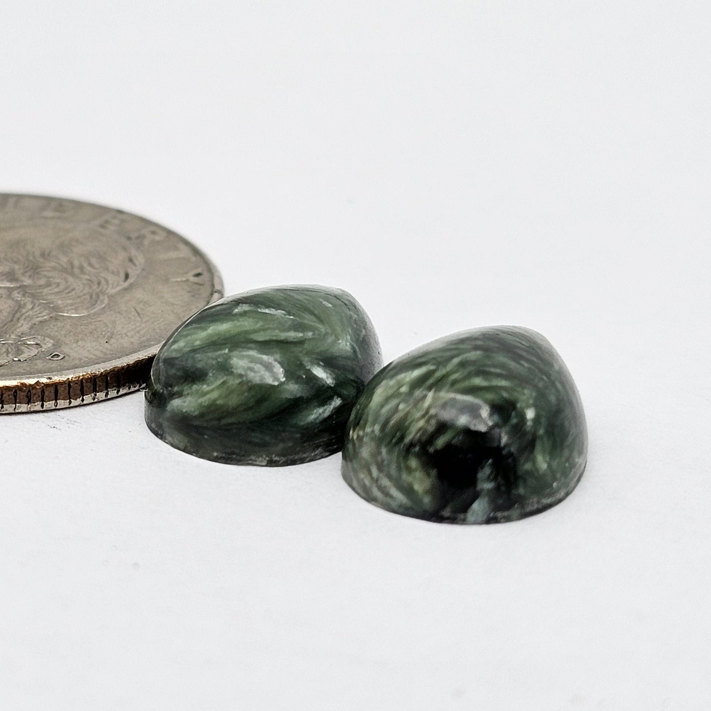 Seraphinite Cabochon Pair