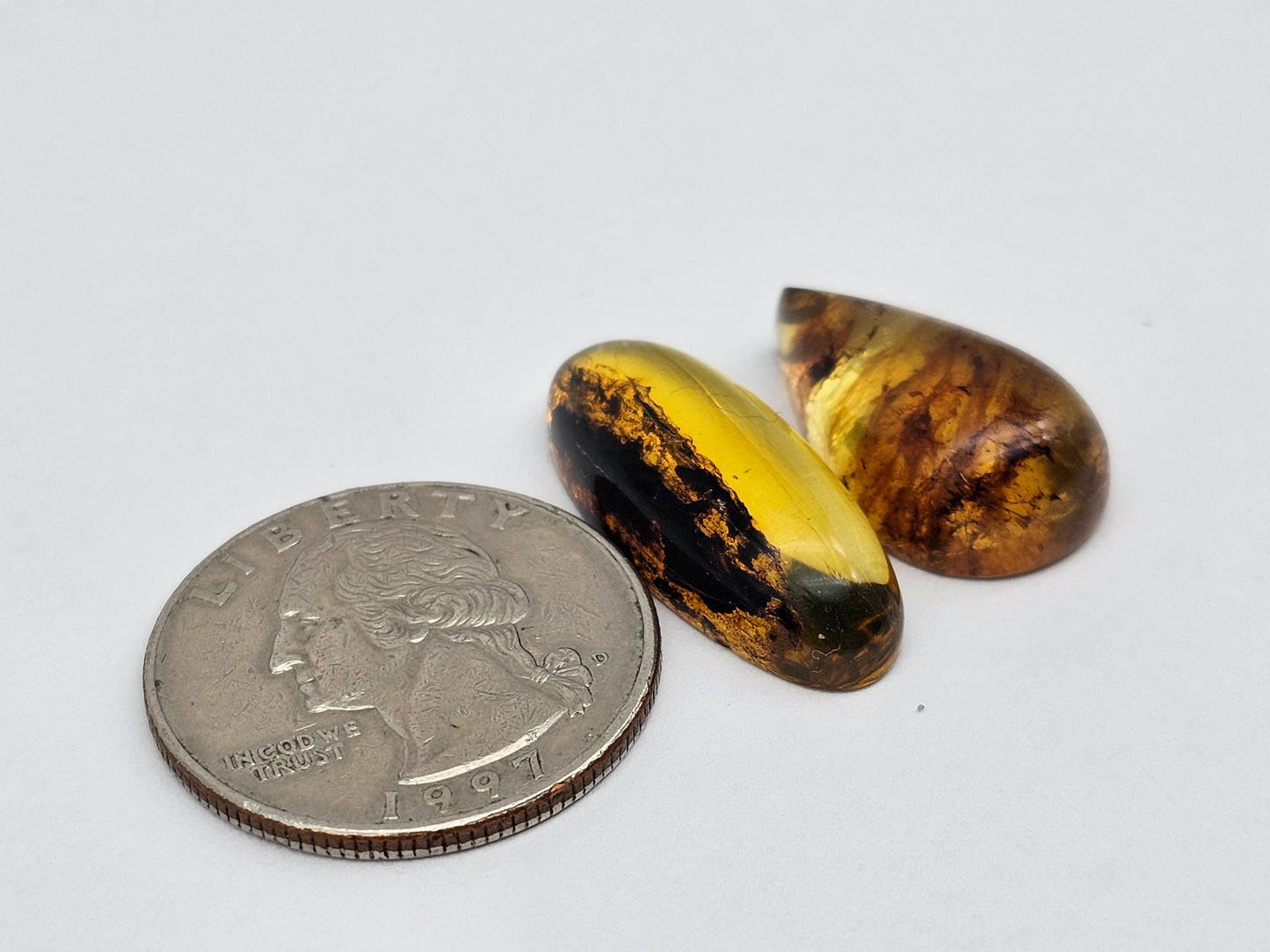Amber authentic cabochon set large
