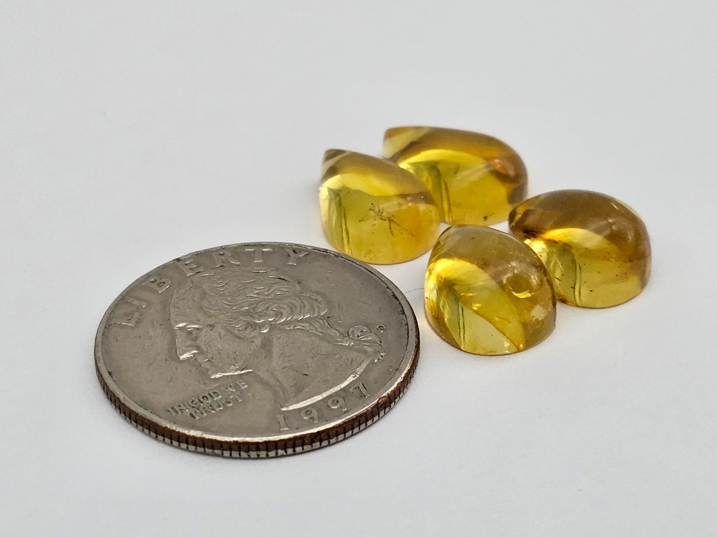 Amber authentic cabochon pair lot