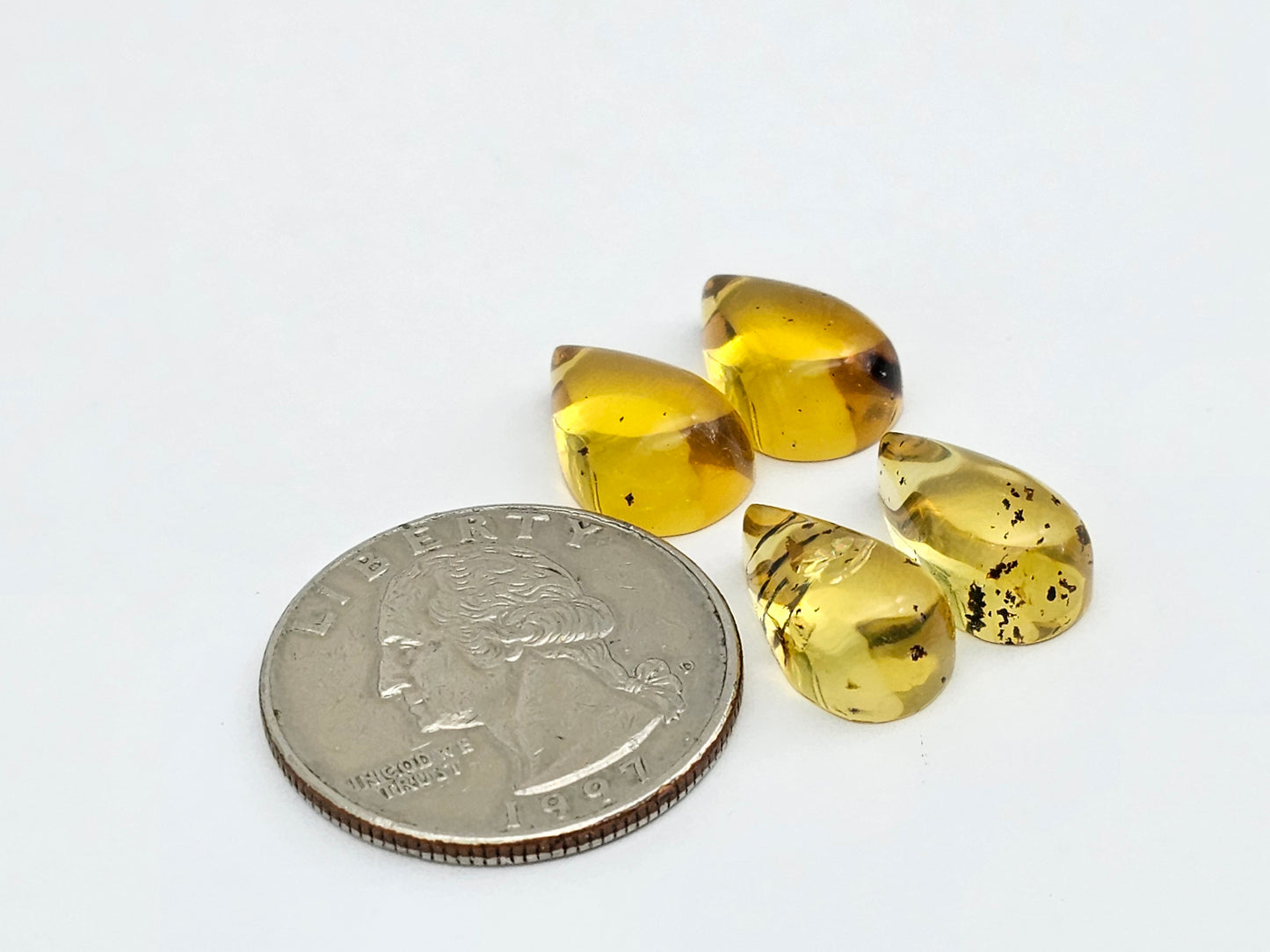 Amber authentic cabochon pair lot