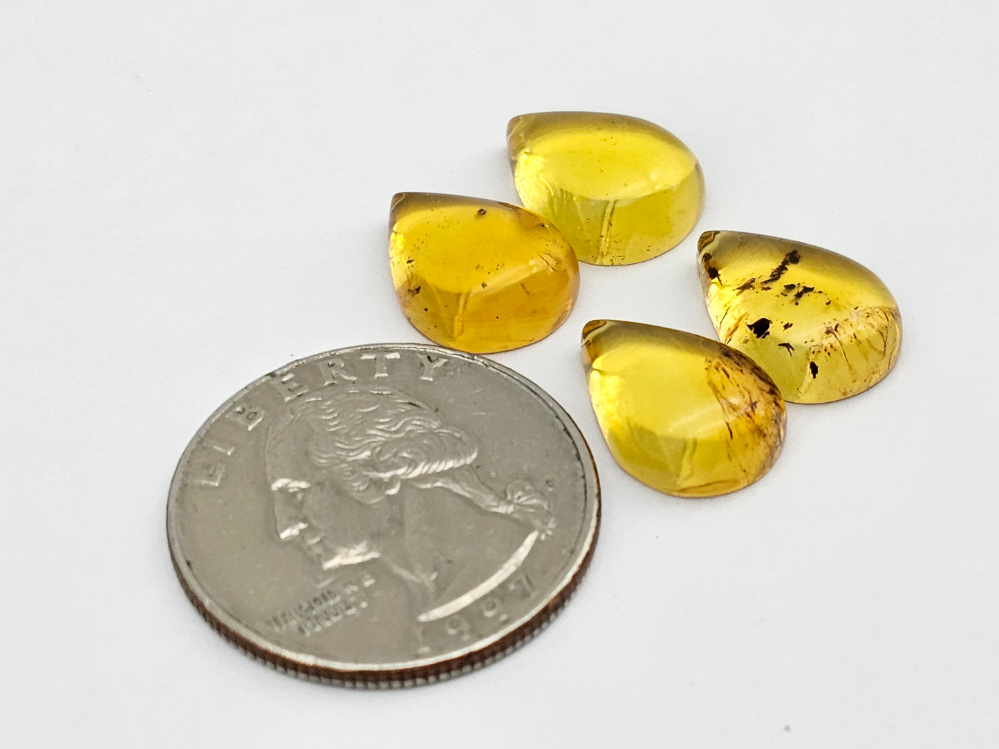 Amber authentic cabochon pair lot