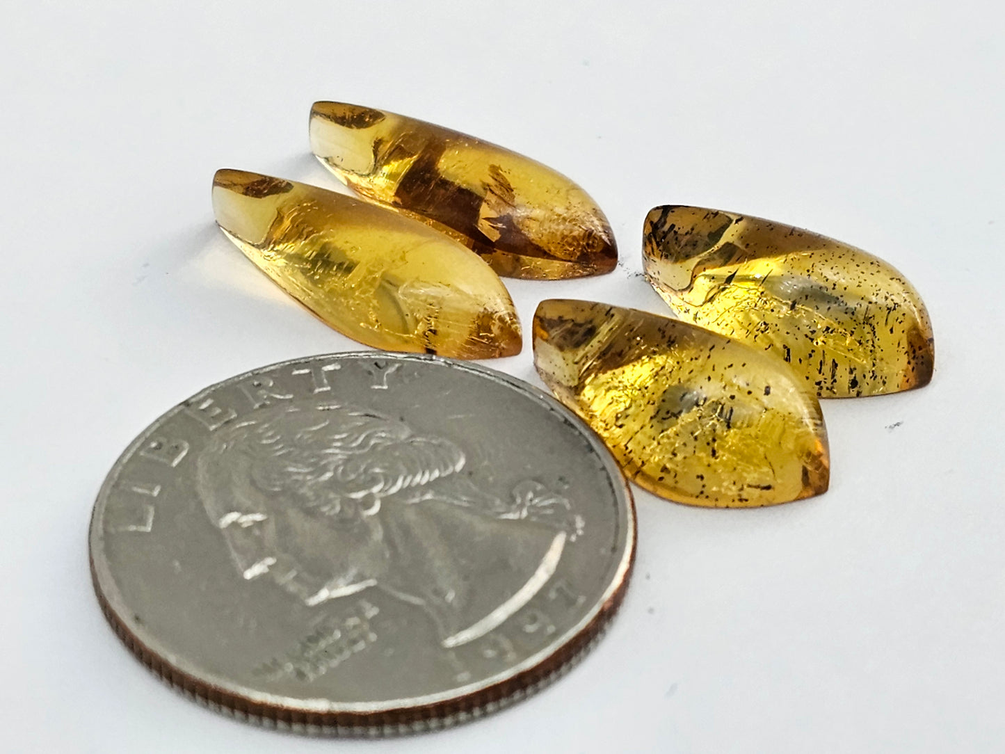 Amber authentic cabochon pair lot