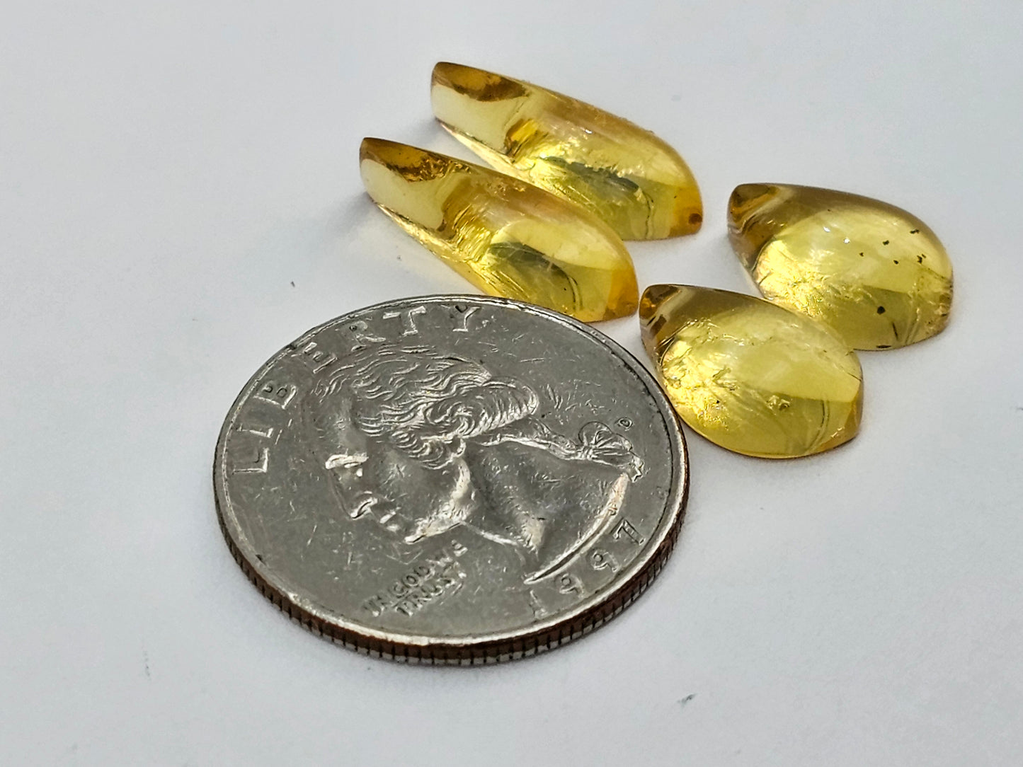 Amber authentic cabochon pair lot