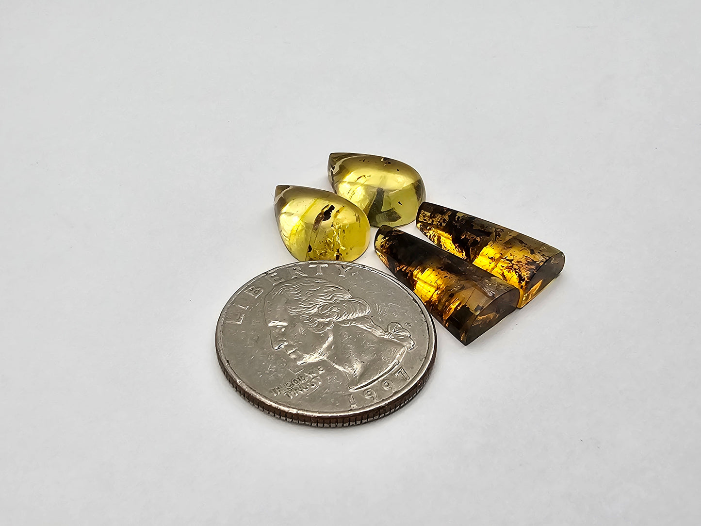 Amber authentic cabochon pair lot