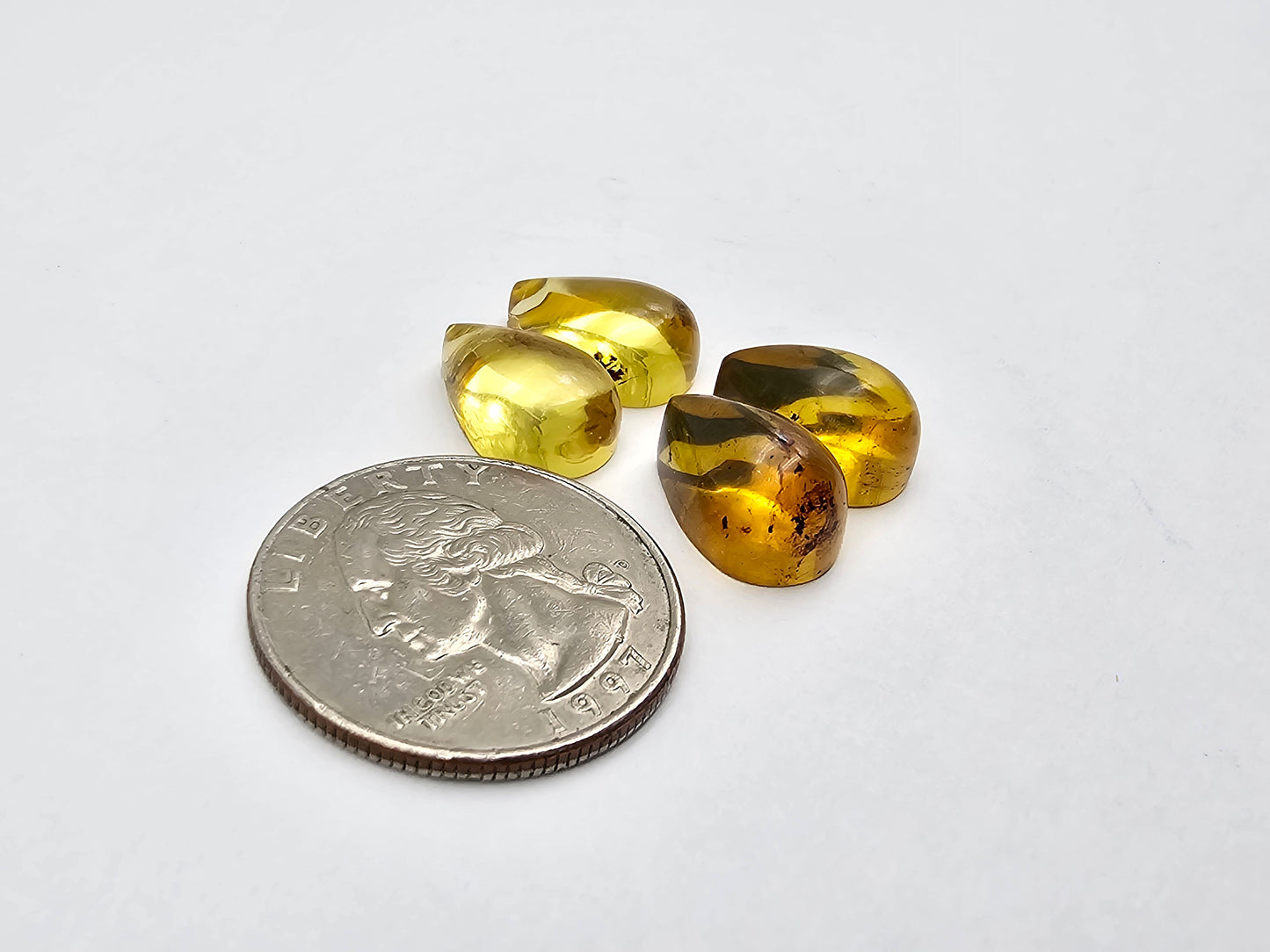 Amber authentic cabochon pair lot