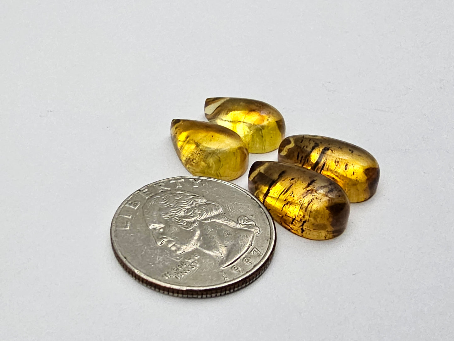 Amber authentic cabochon pair lot