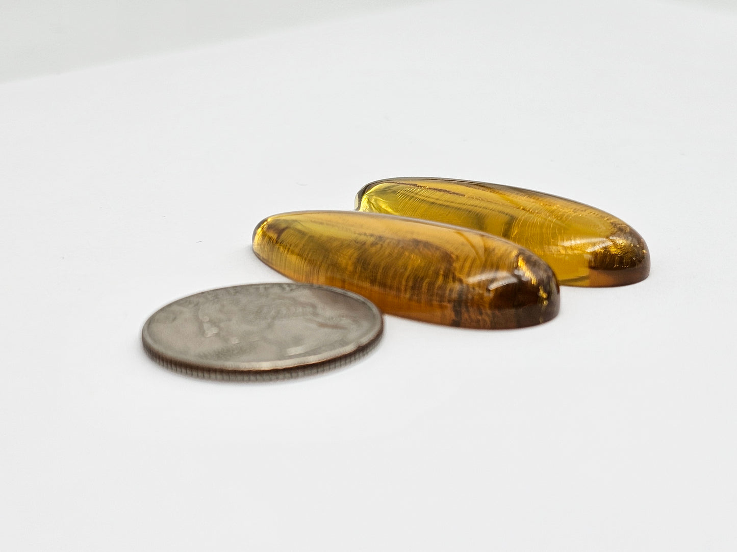 Authentic Mexican Amber Cabochon Pair | Long Oval Natural Amber