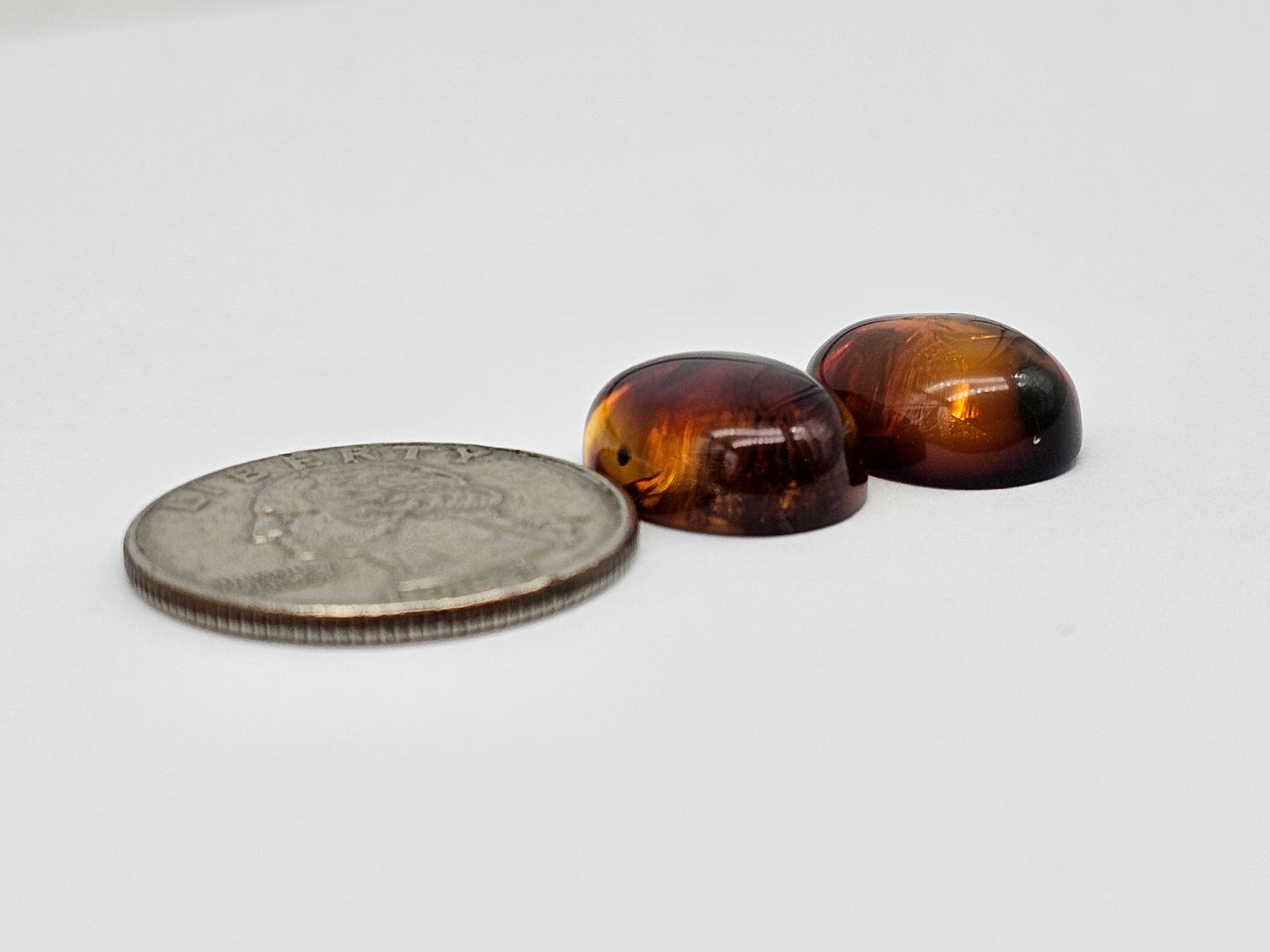 Red Amber Authentic Cabochon Pair