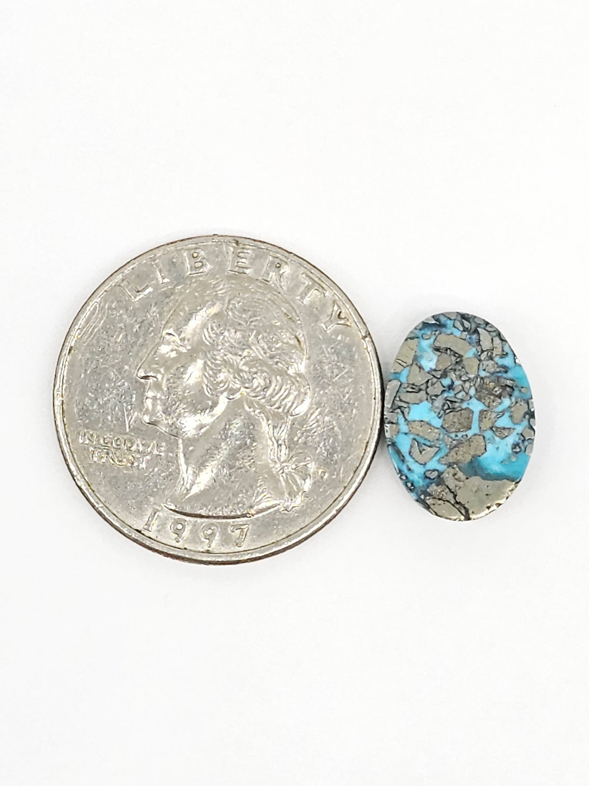 Mexican Turquoise Cabochon with Pyrite | Artisan Cut Gemstone