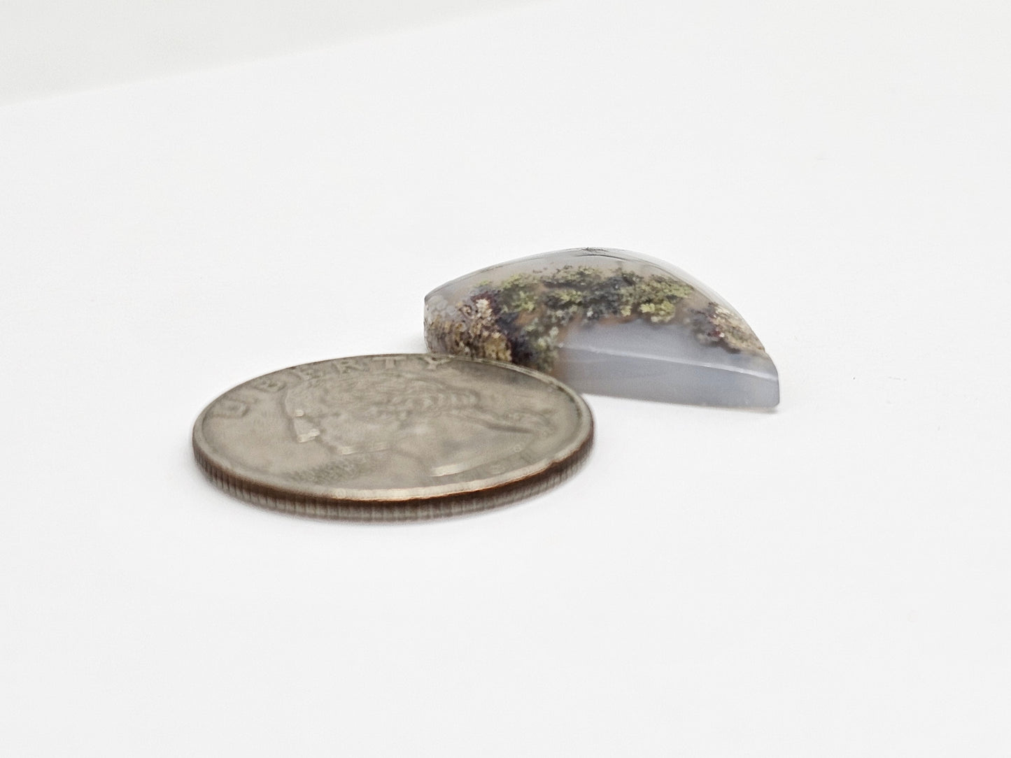 Moss agate heart cabochon