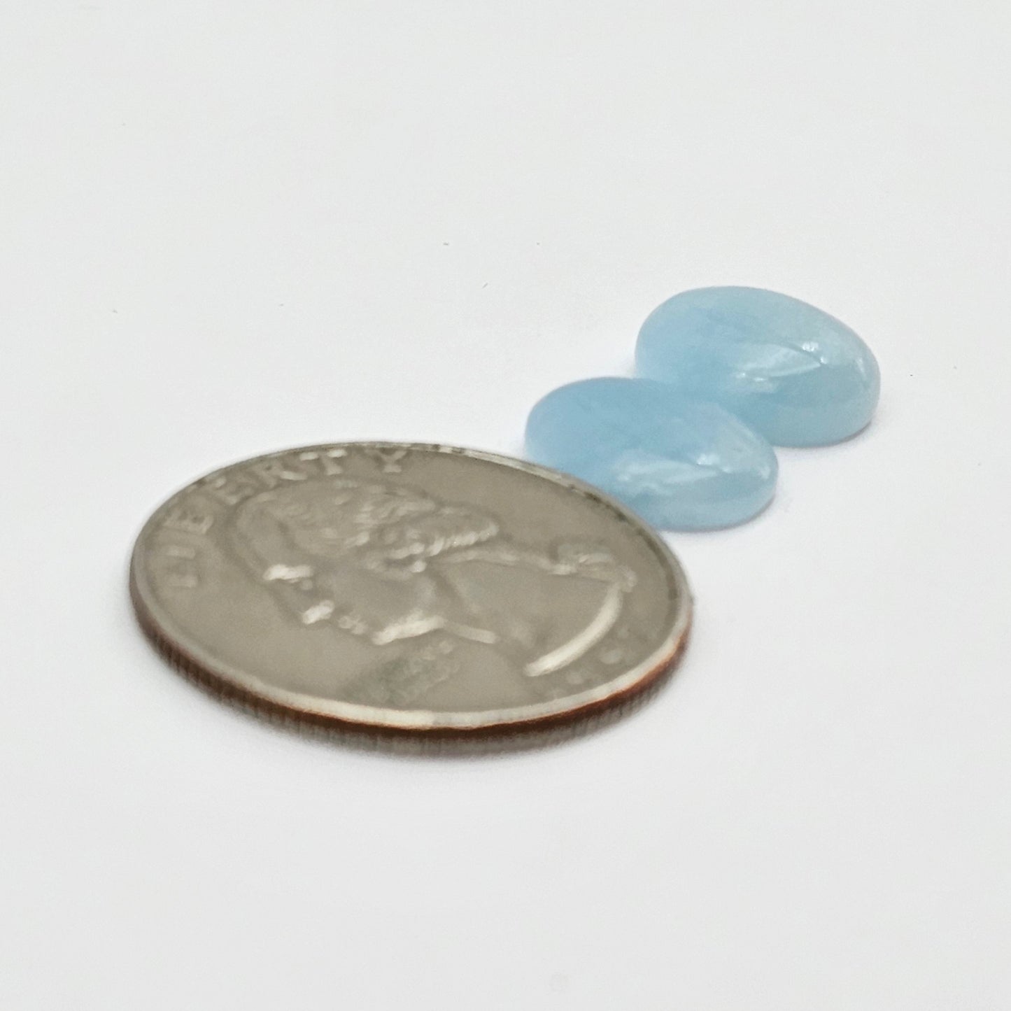 Aquamarine Silica Cabochon pair