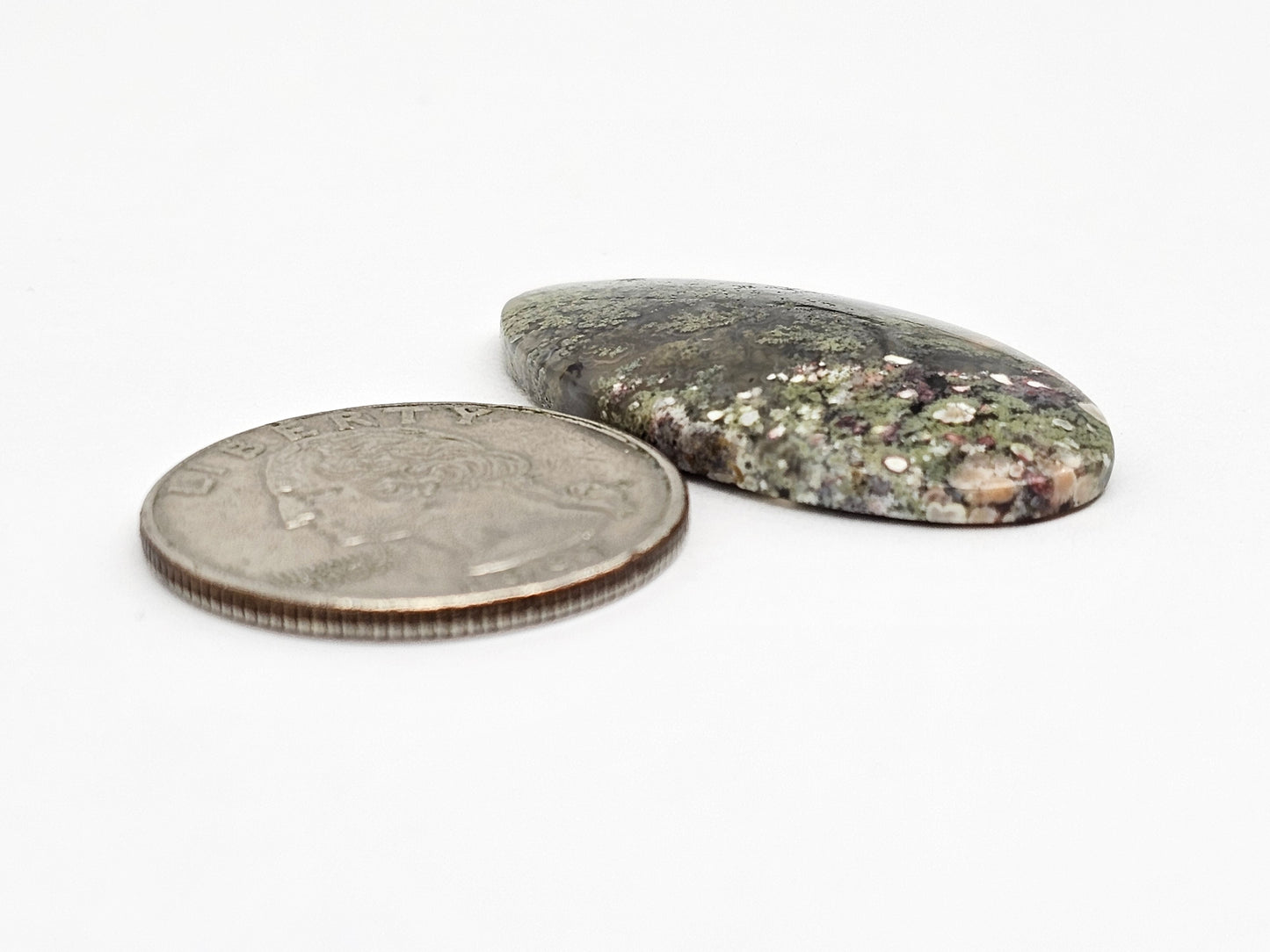 Moss agate cabochon