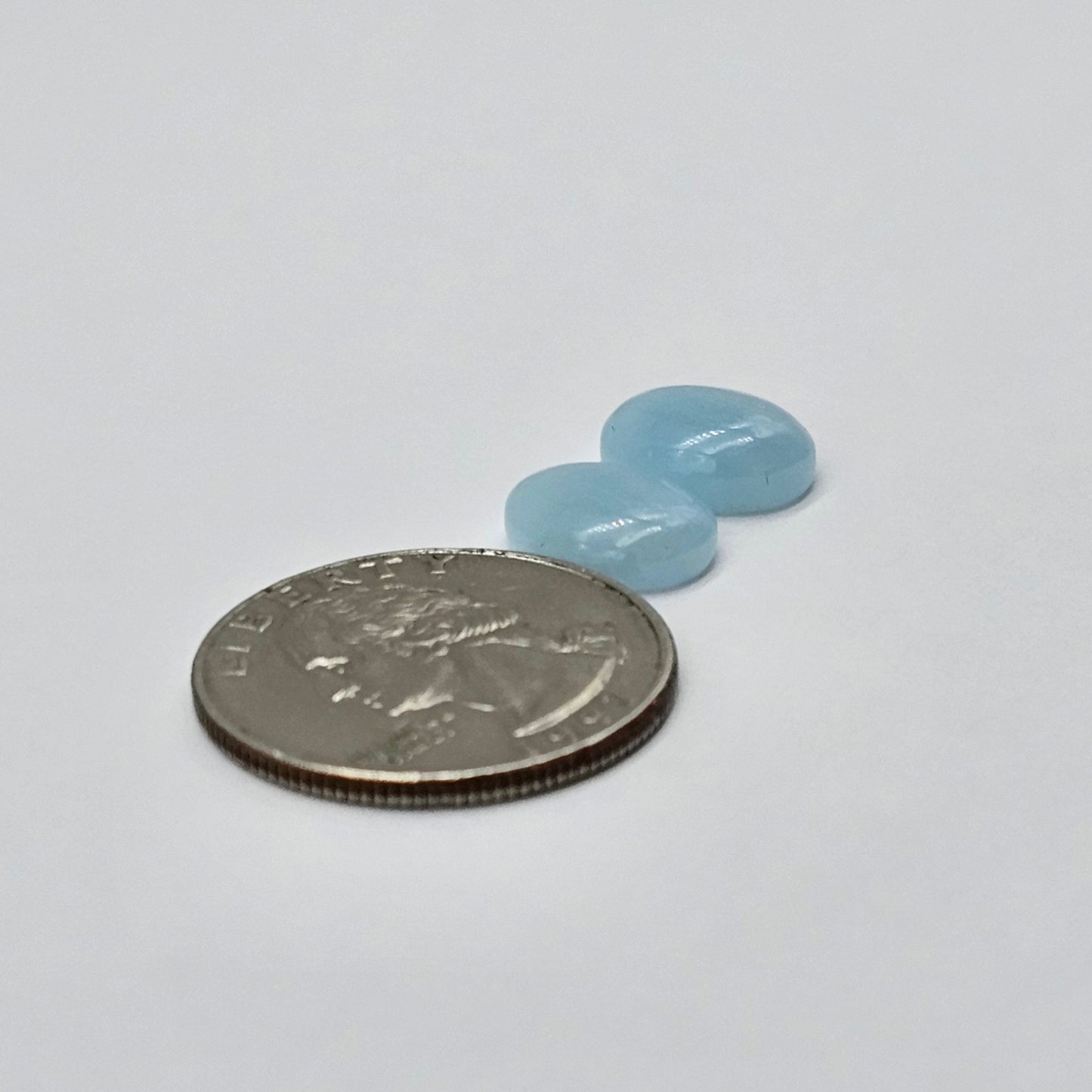 Aquamarine Silica Cabochon pair