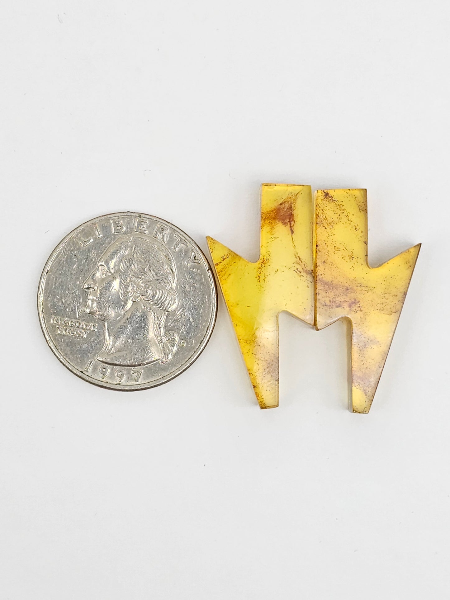 Amber Lightning Bolt Pair Cabochon