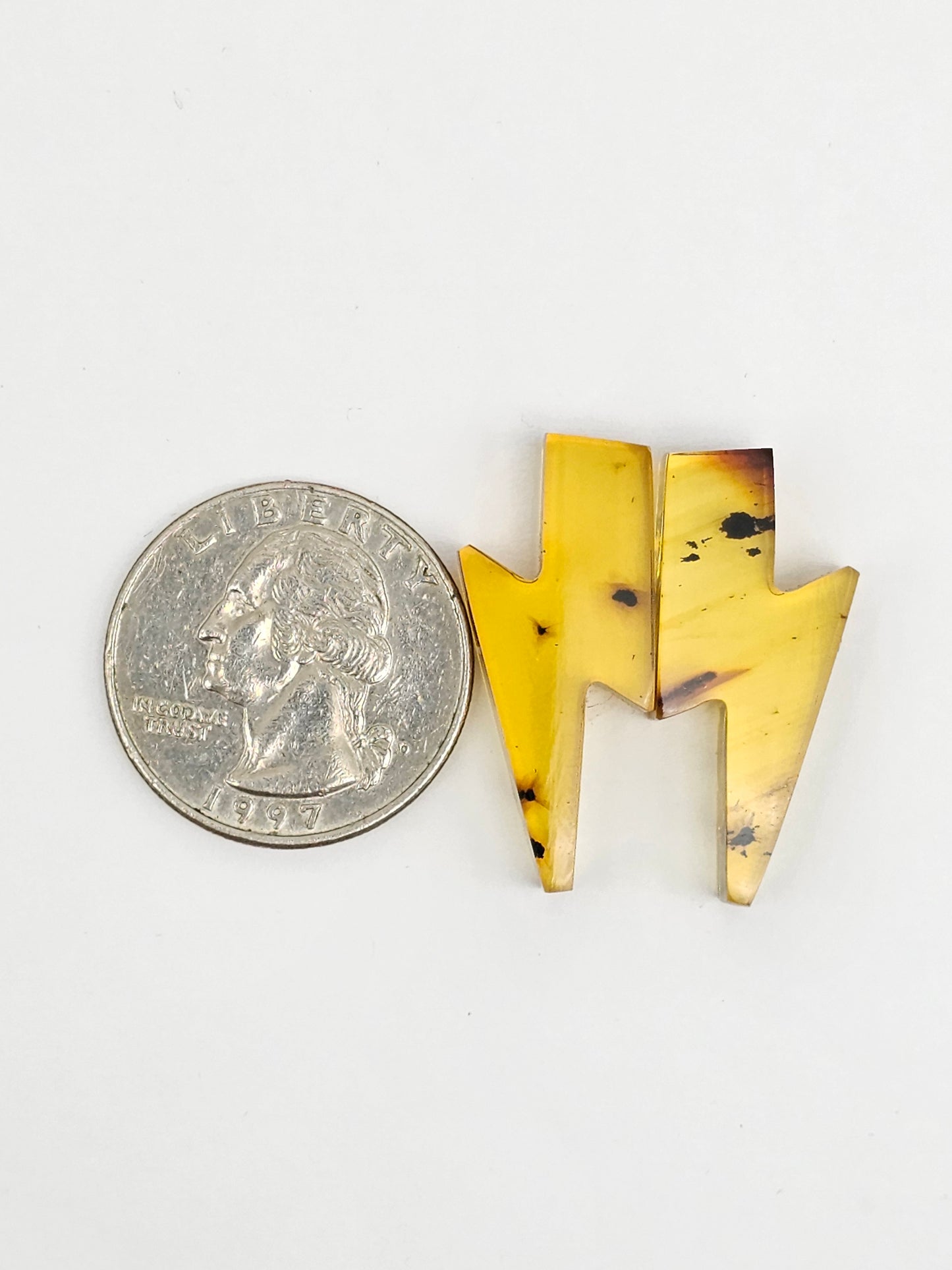 Amber Lightning Bolt Pair Cabochon