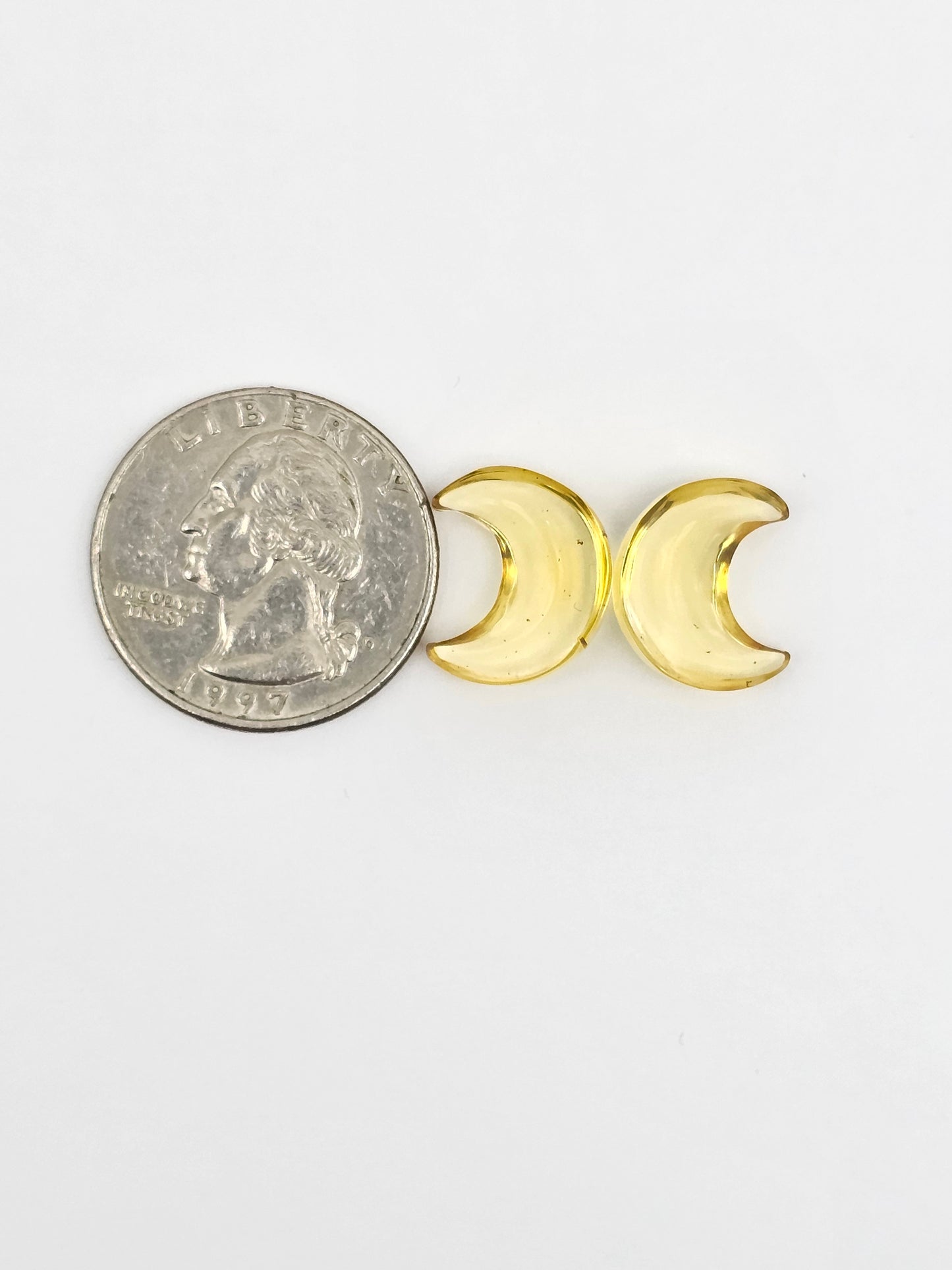 Amber Moon Cabochon Pair