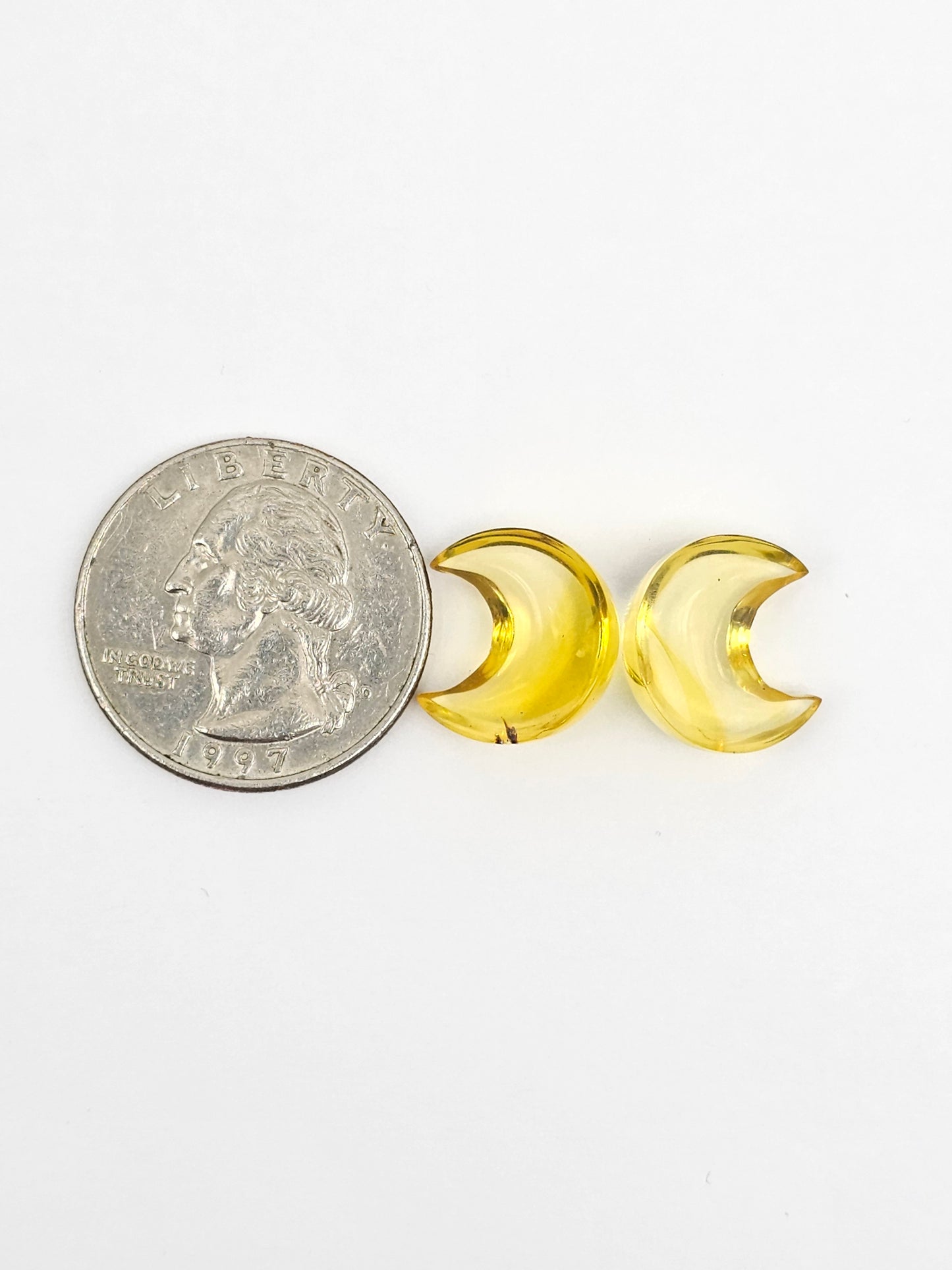 Amber Moon Cabochon Pair