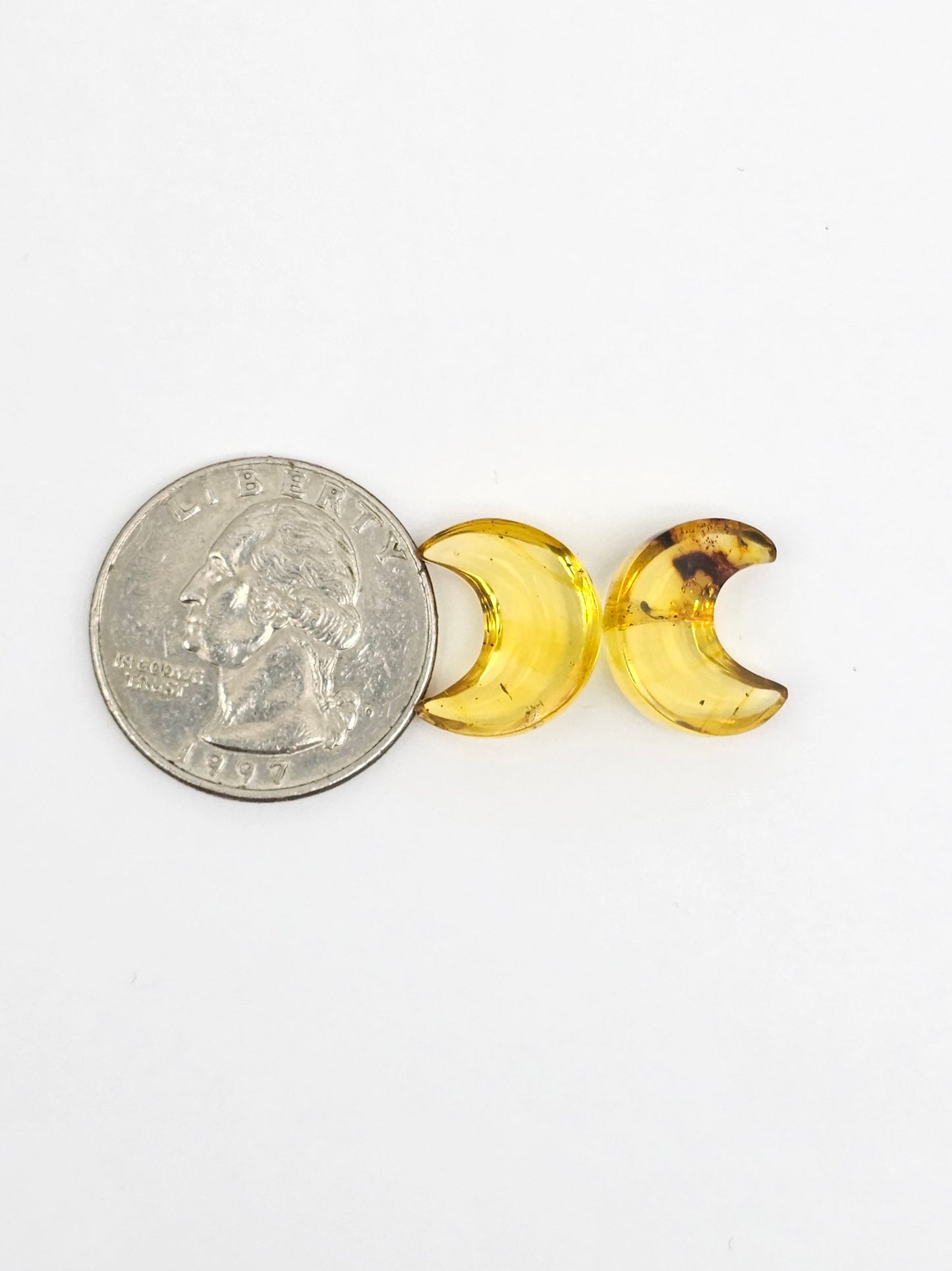 Amber Moon Cabochon Pair