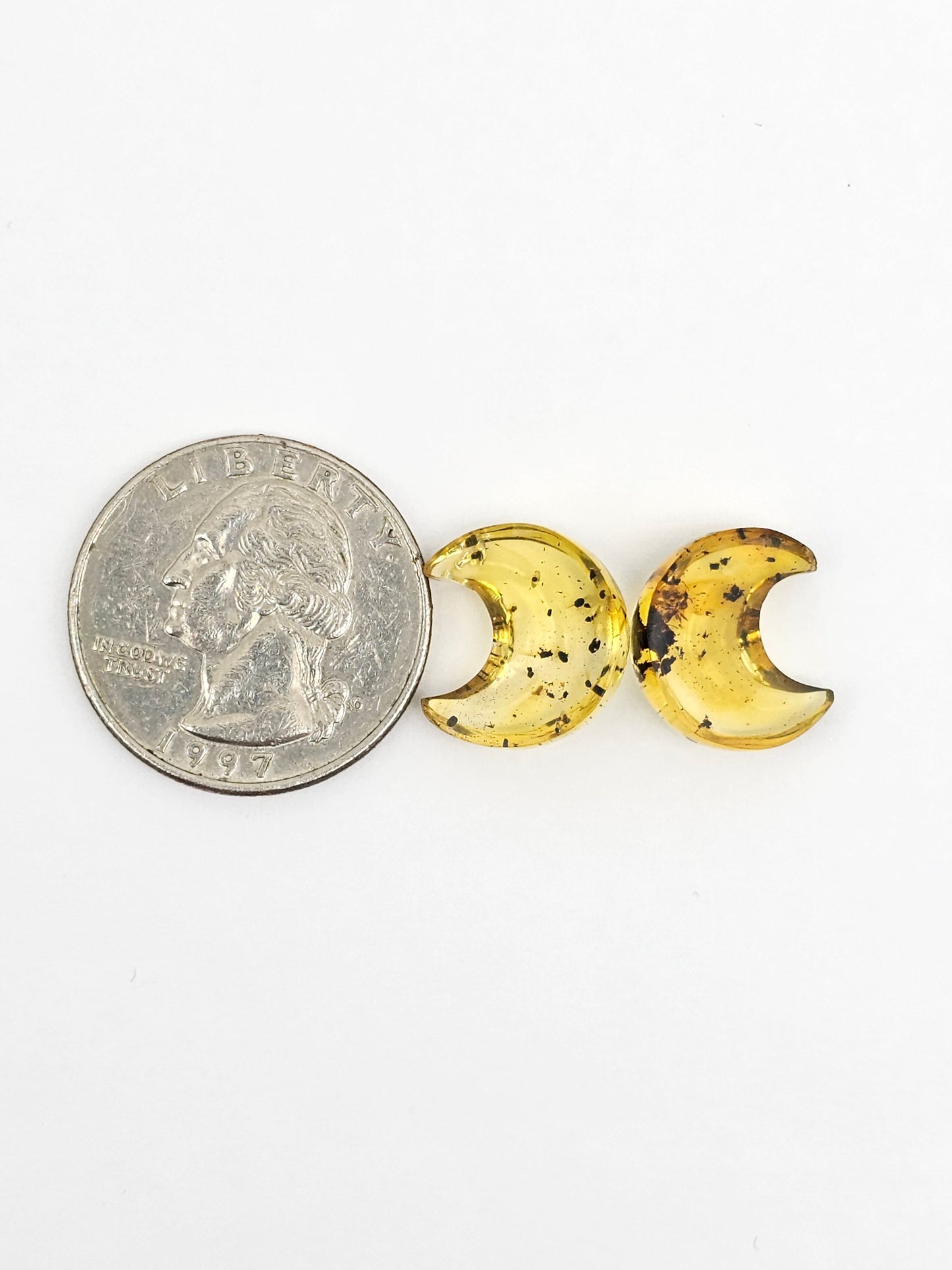 Amber Moon Cabochon Pair