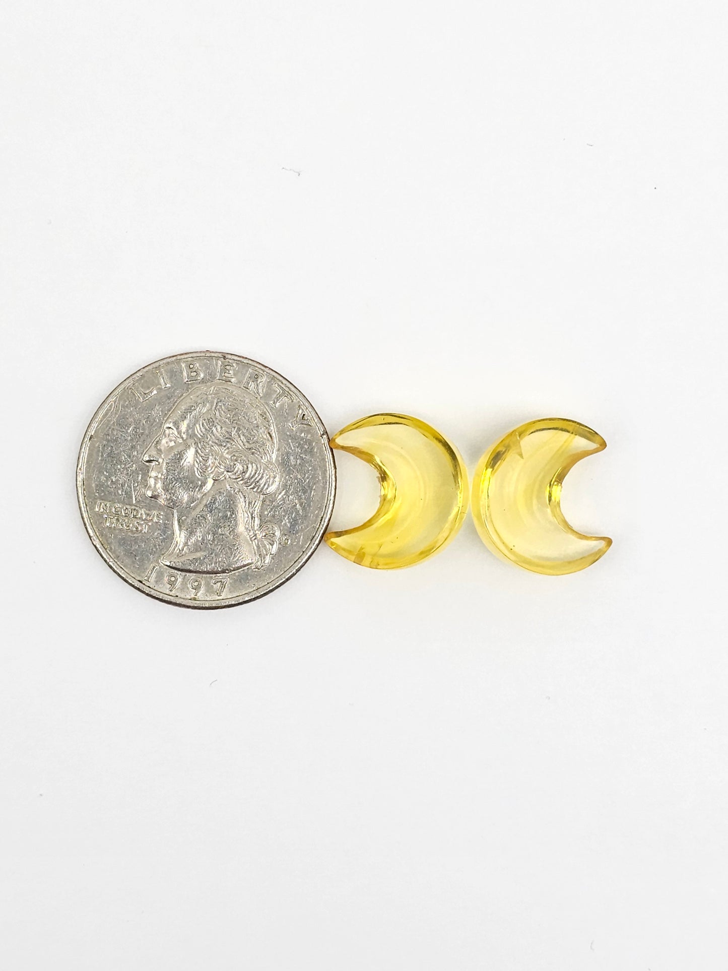Amber Moon Cabochon Pair