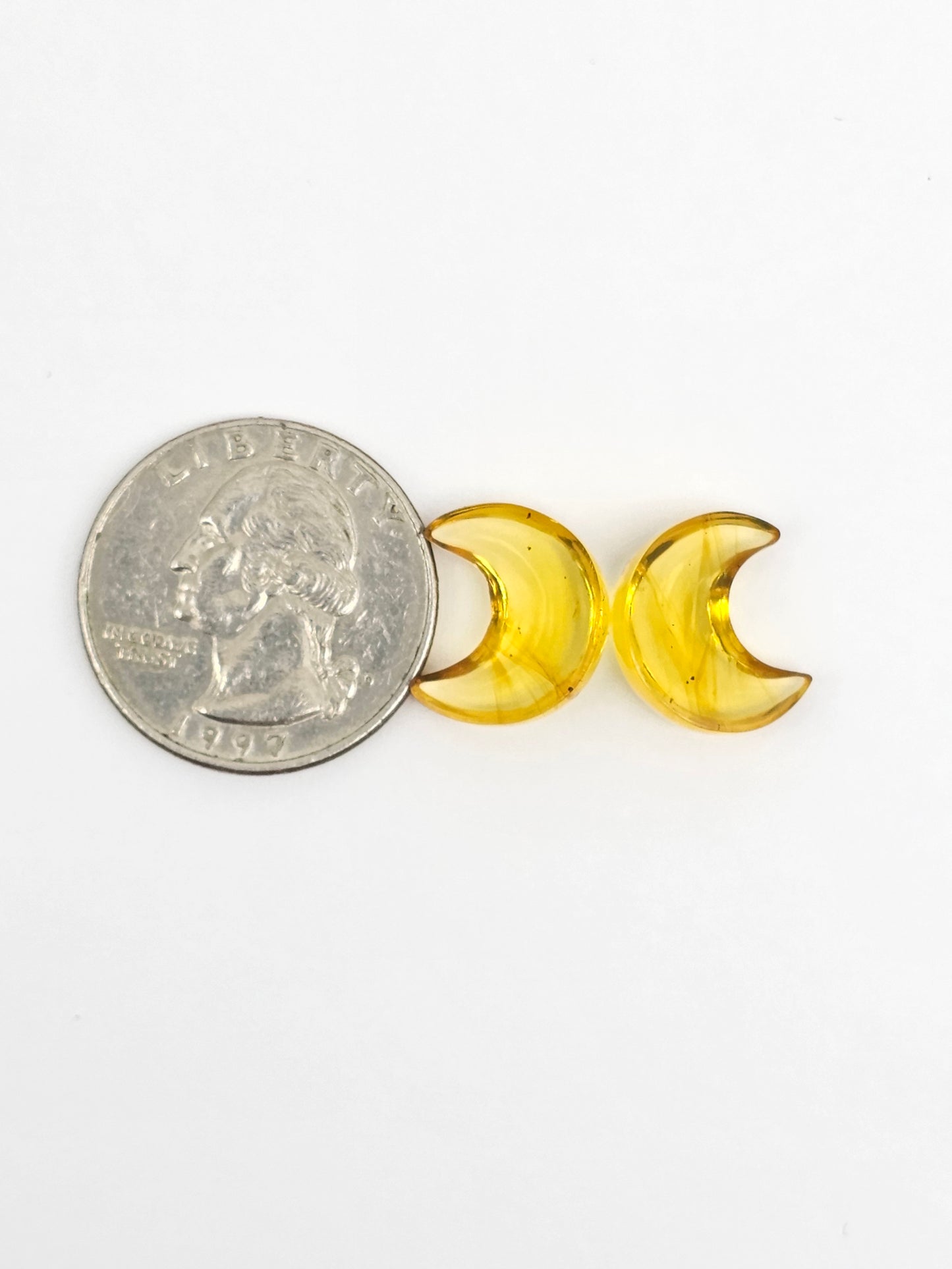 Amber Moon Cabochon Pair