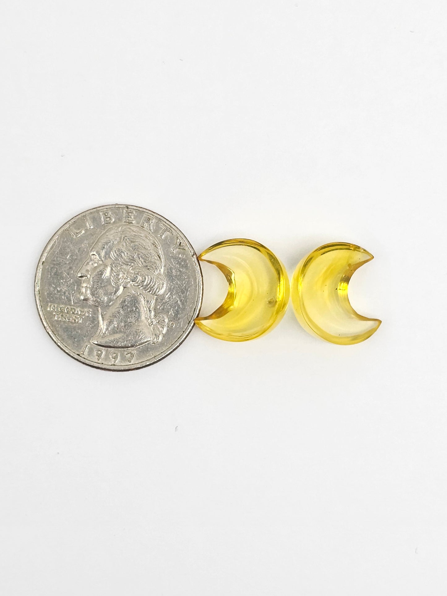 Amber Moon Cabochon Pair