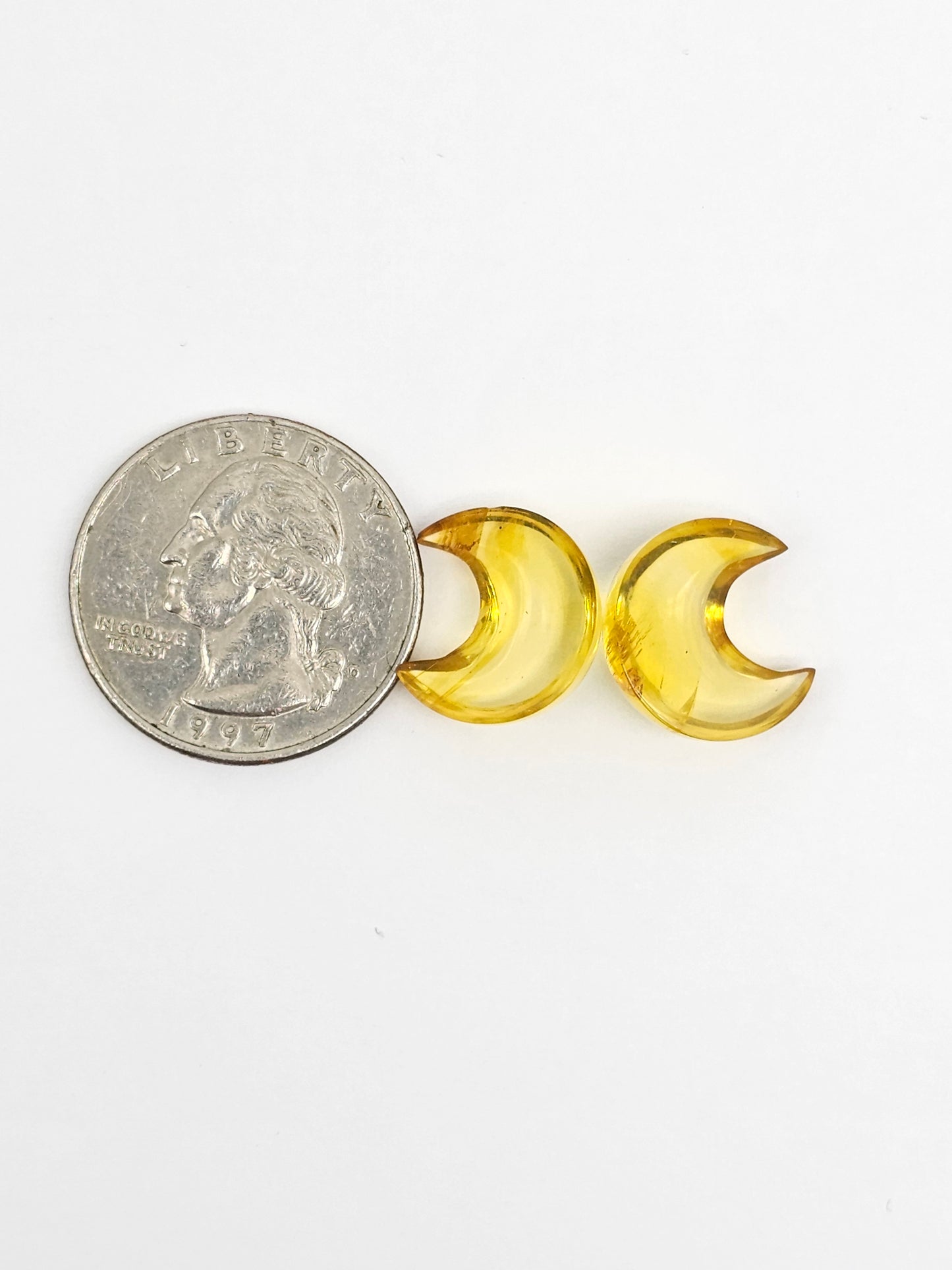 Amber Moon Cabochon Pair