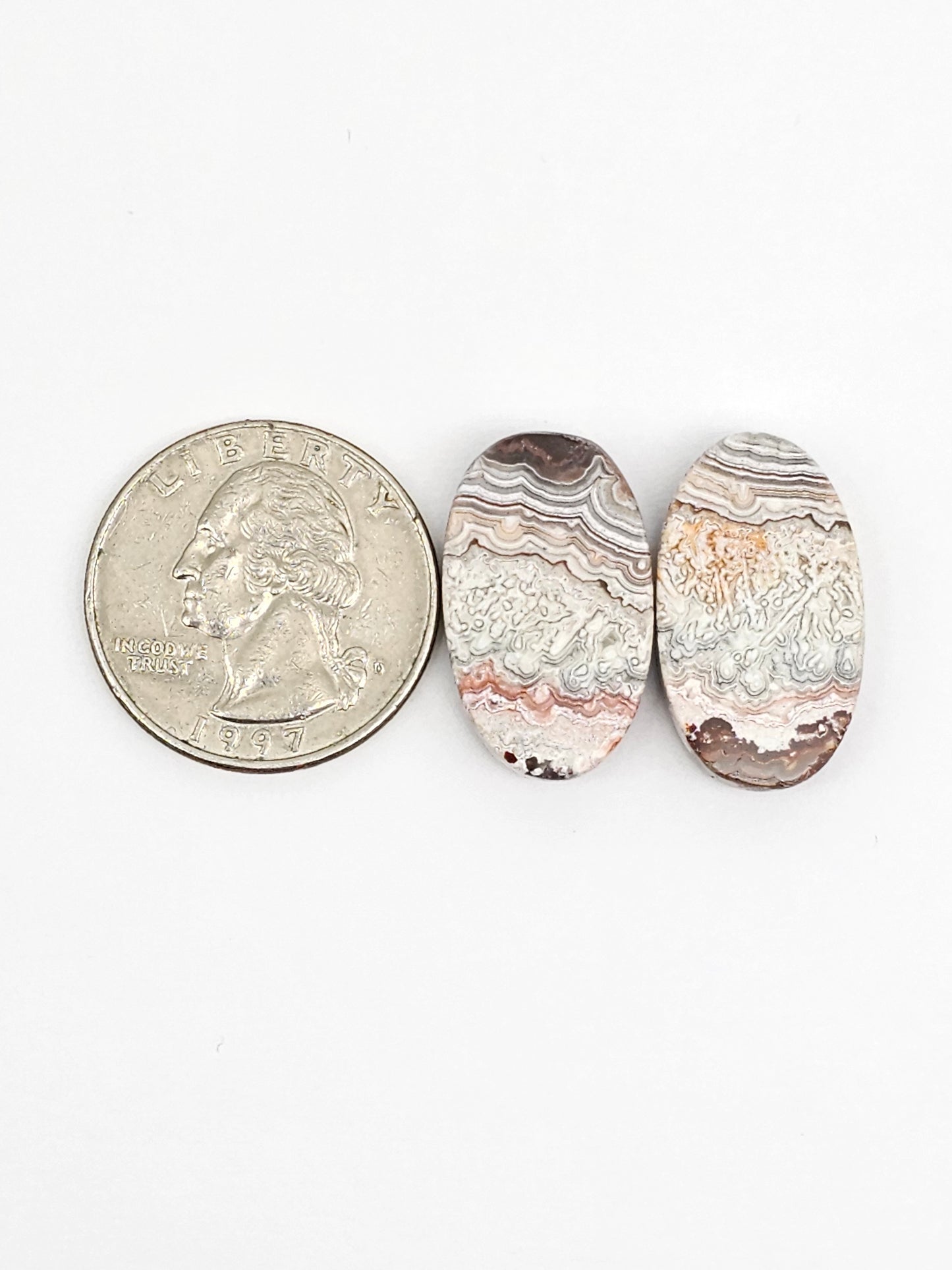 Mexican Crazy Lace Agate Pair Cabochons