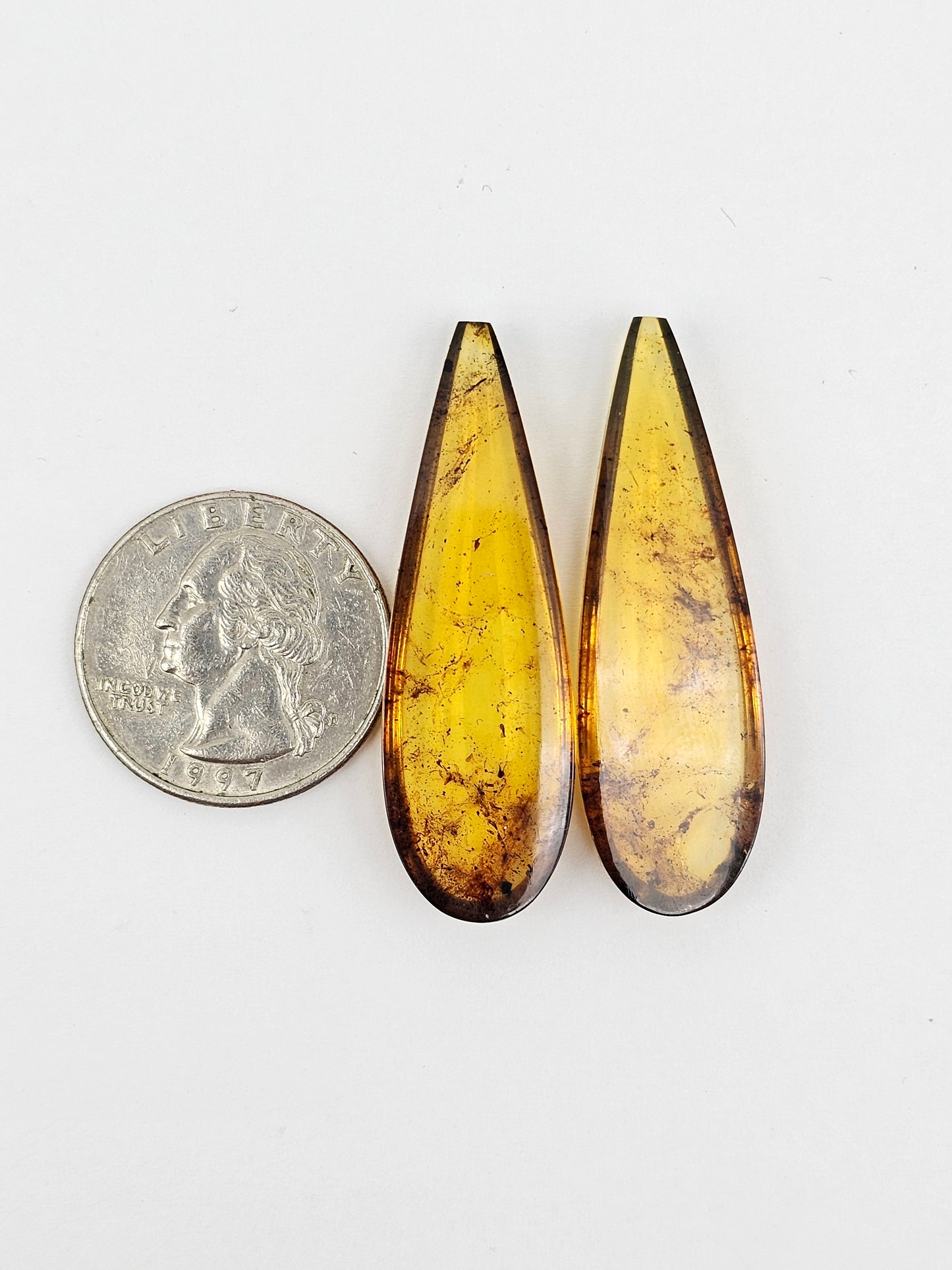 Amber Cabochon Pair