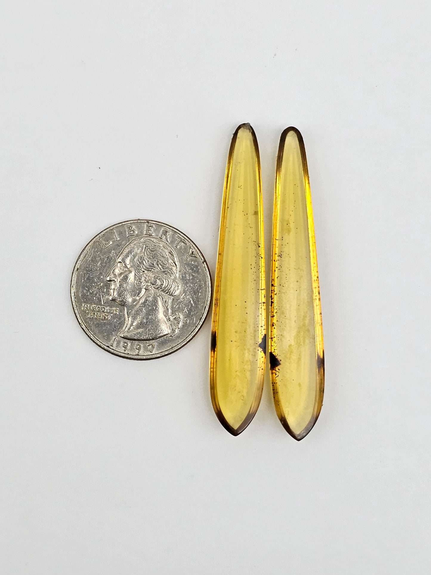 Amber Cabochon Pair