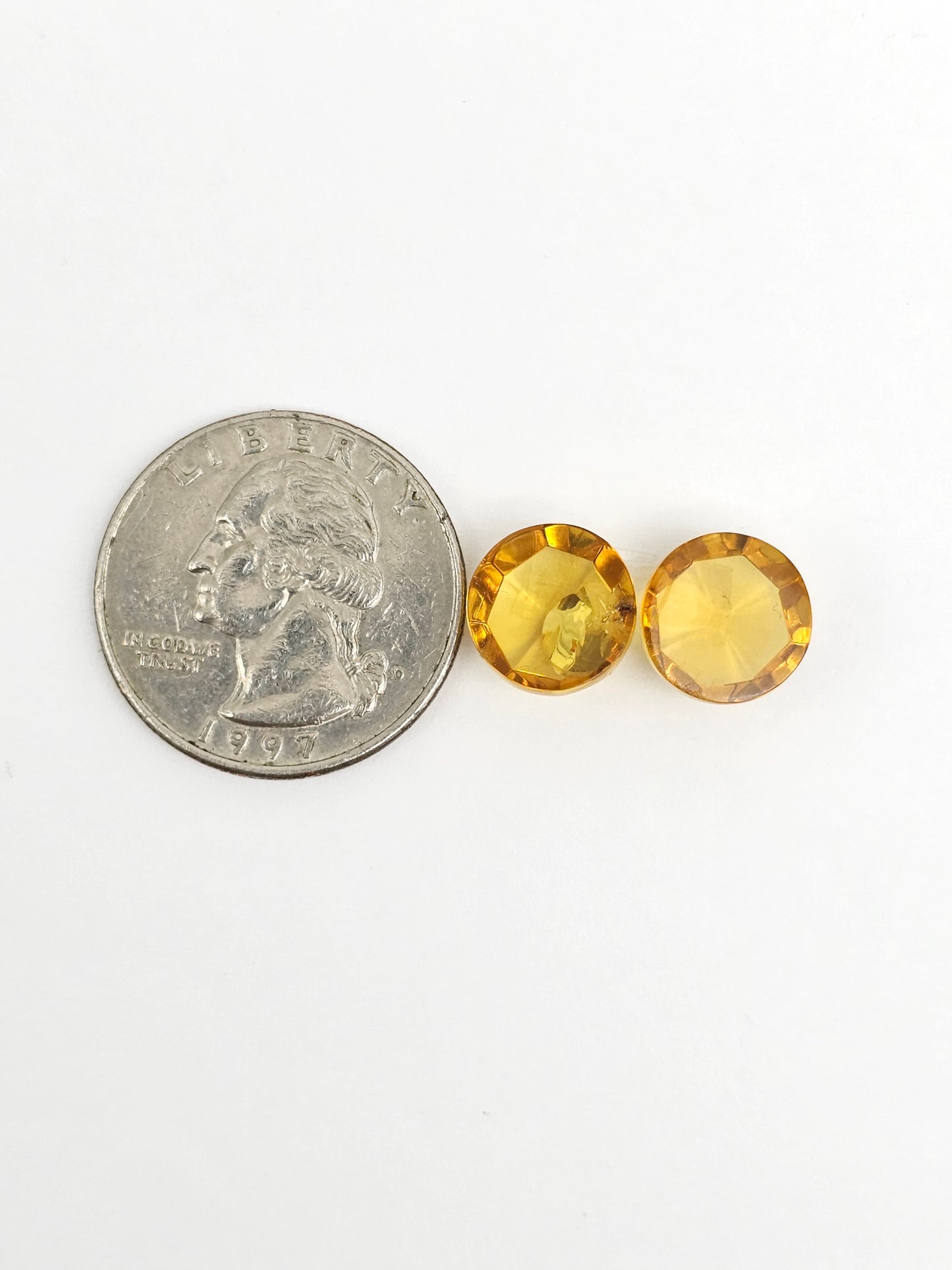 Amber Faceted Cabochon Pair