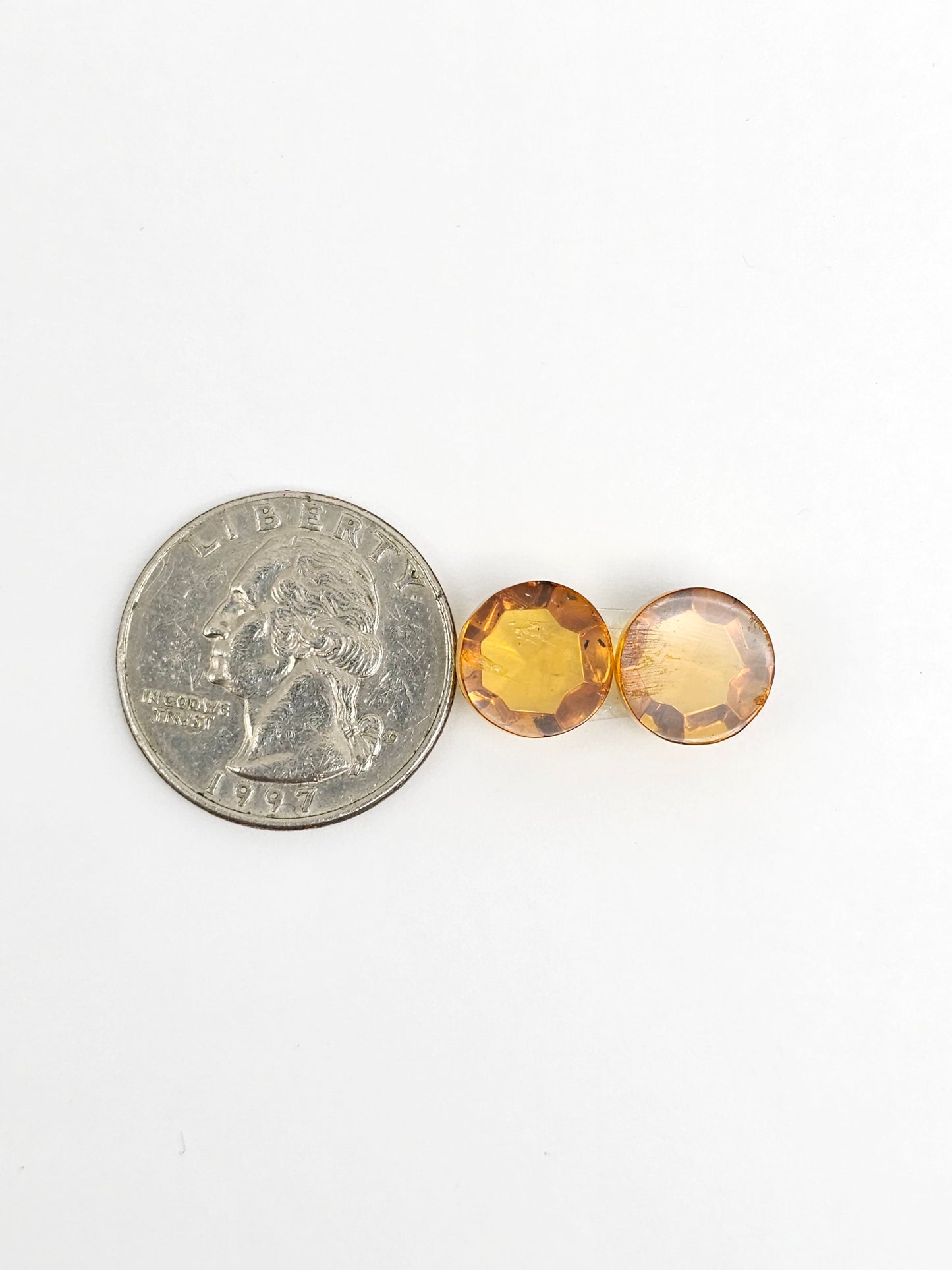 Amber Faceted Cabochon Pair