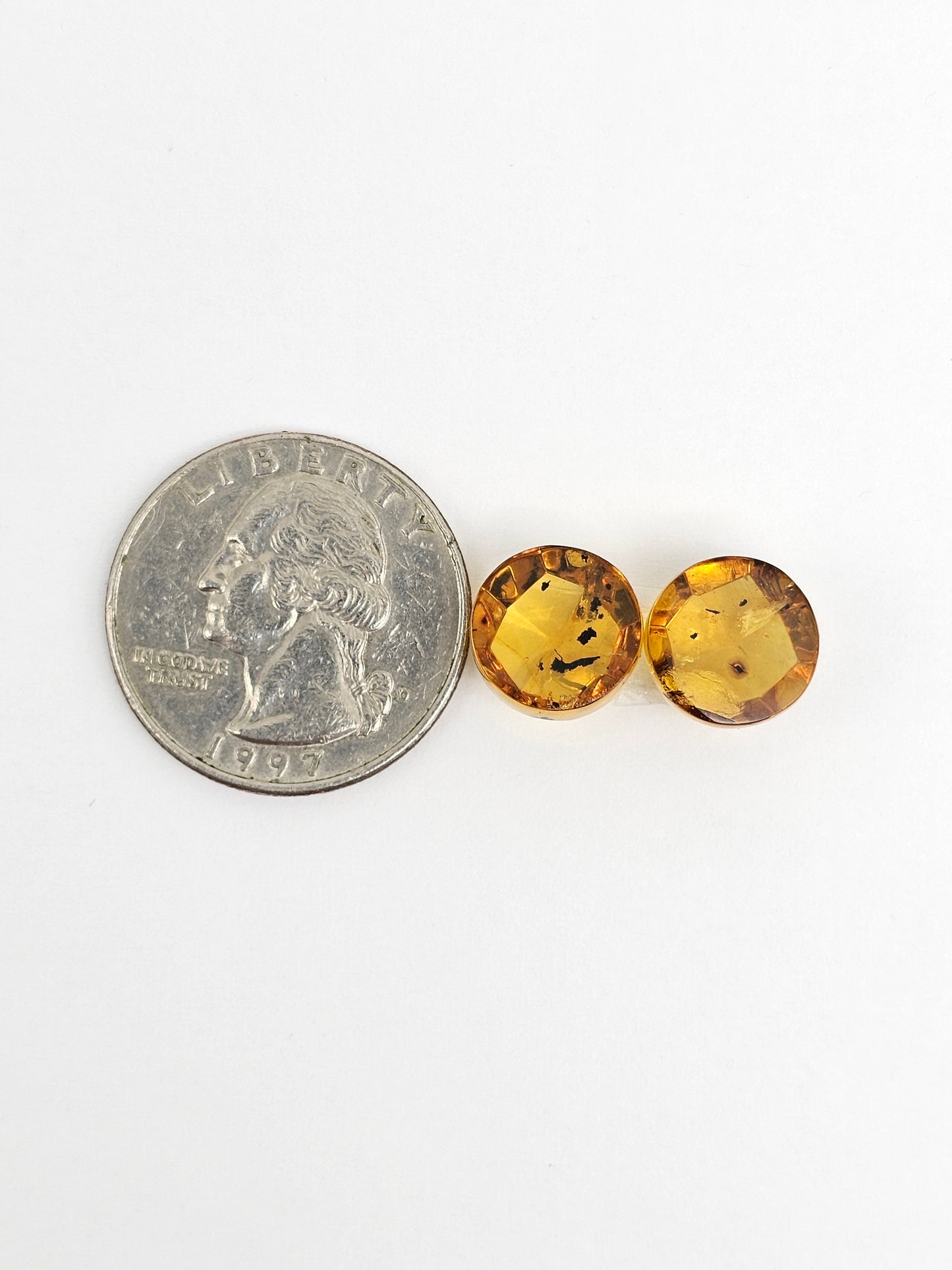 Amber Faceted Cabochon Pair
