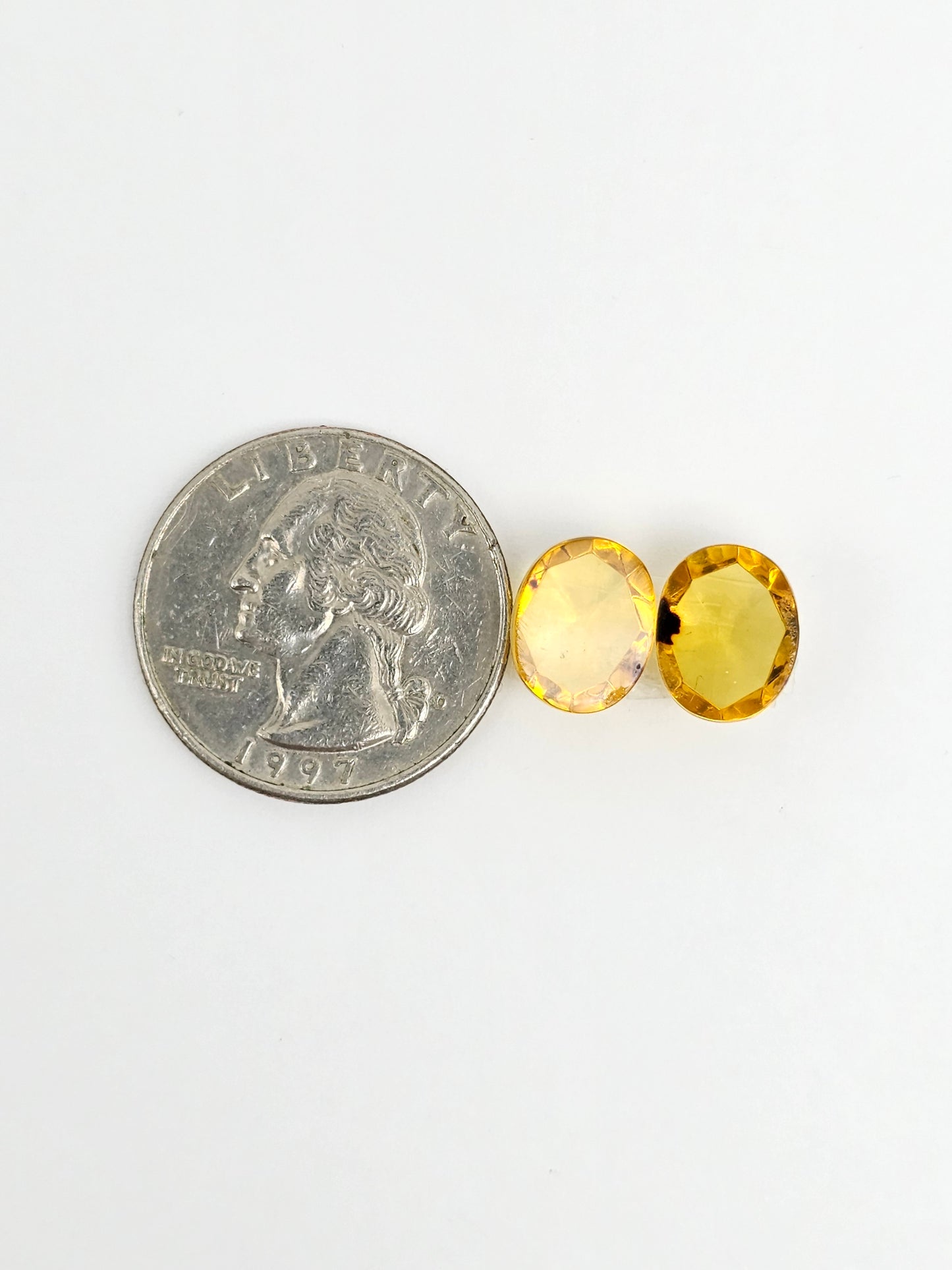 Amber Faceted Cabochon Pair