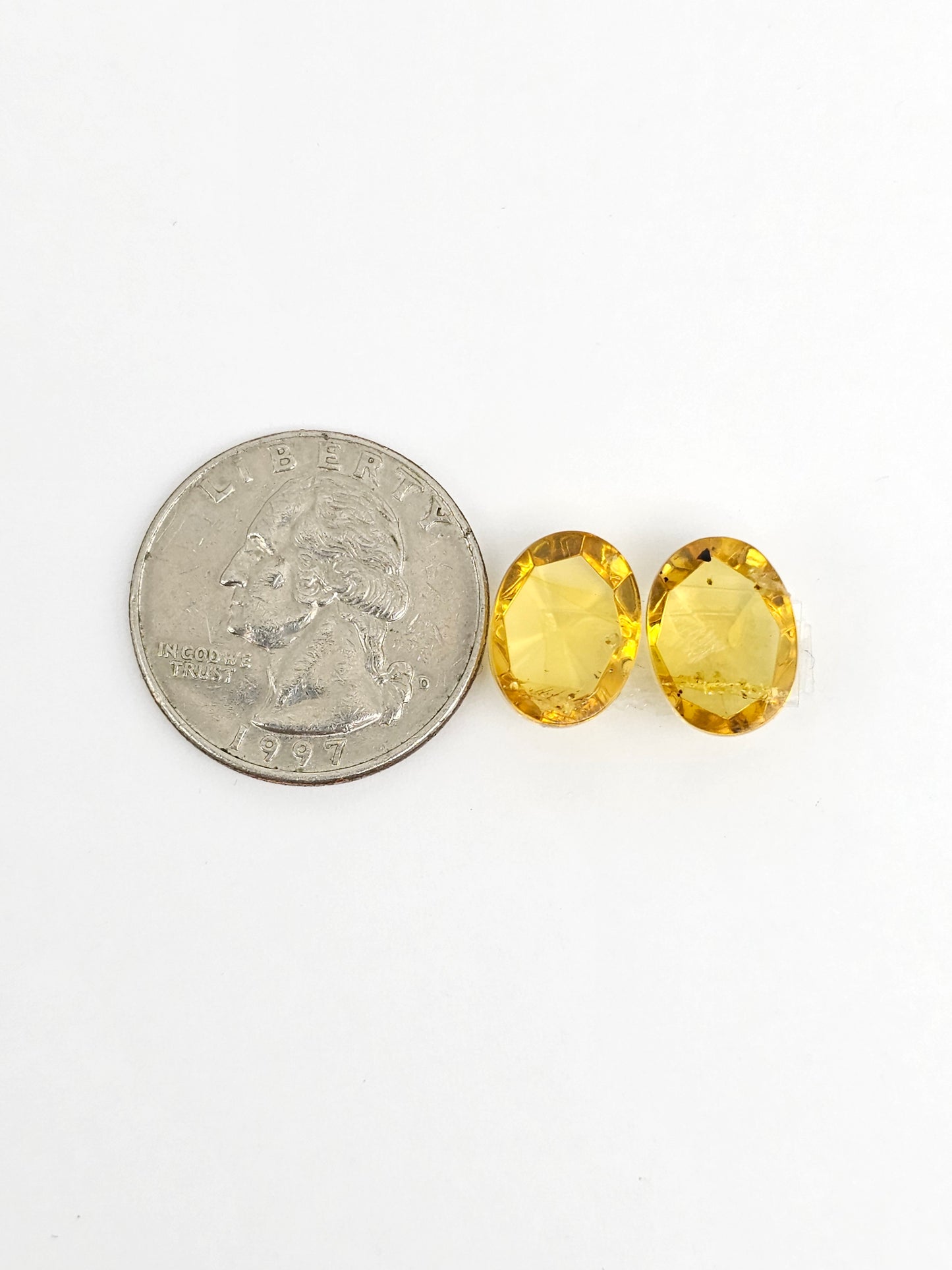 Amber Faceted Cabochon Pair