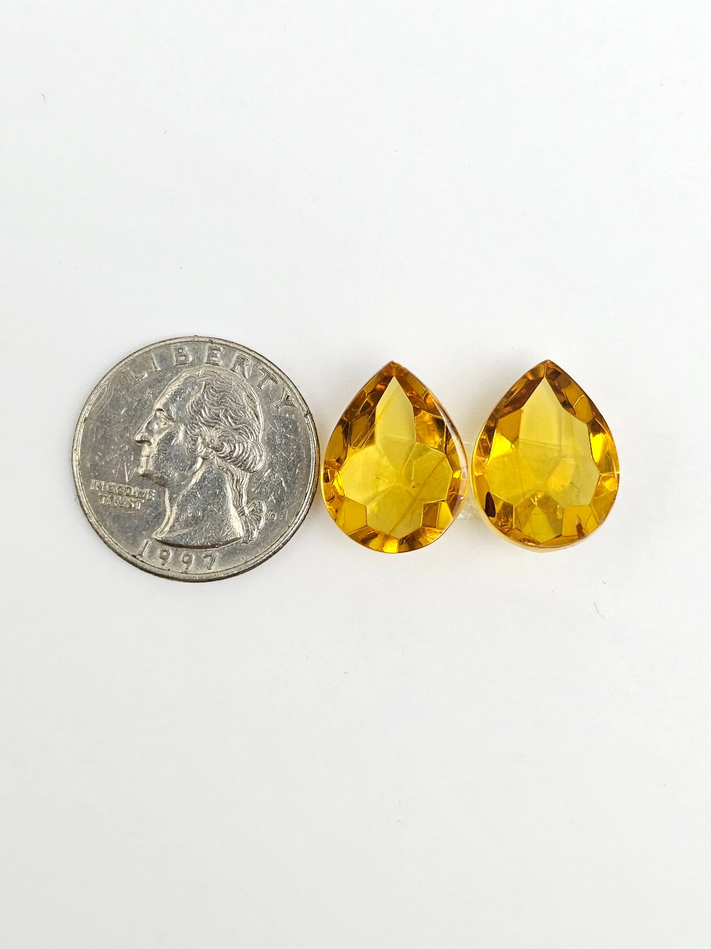Amber Faceted Cabochon Pair