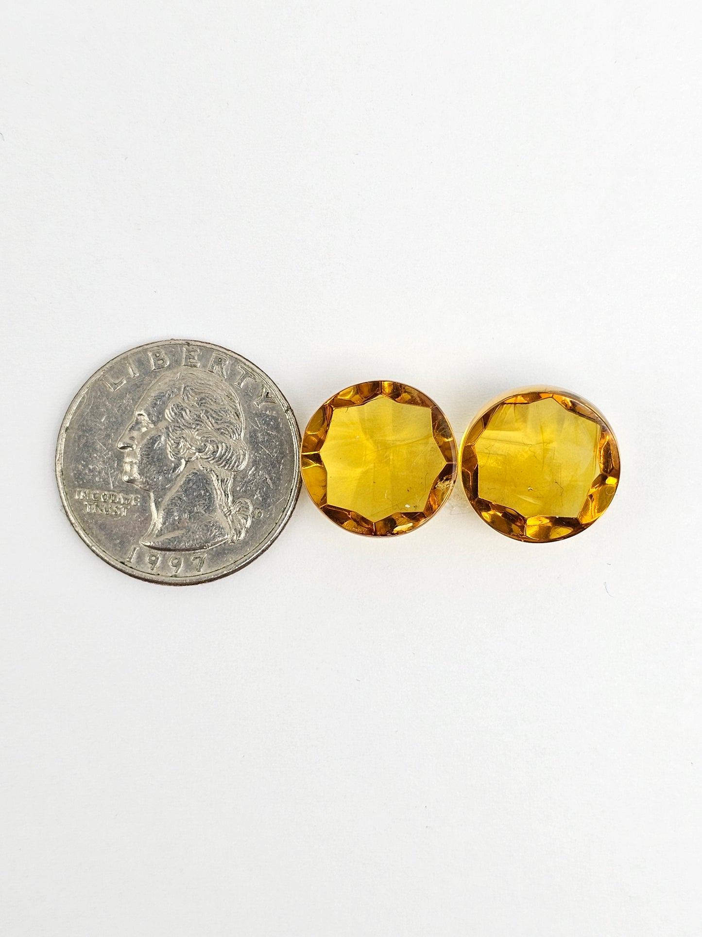 Amber Faceted Cabochon Pair