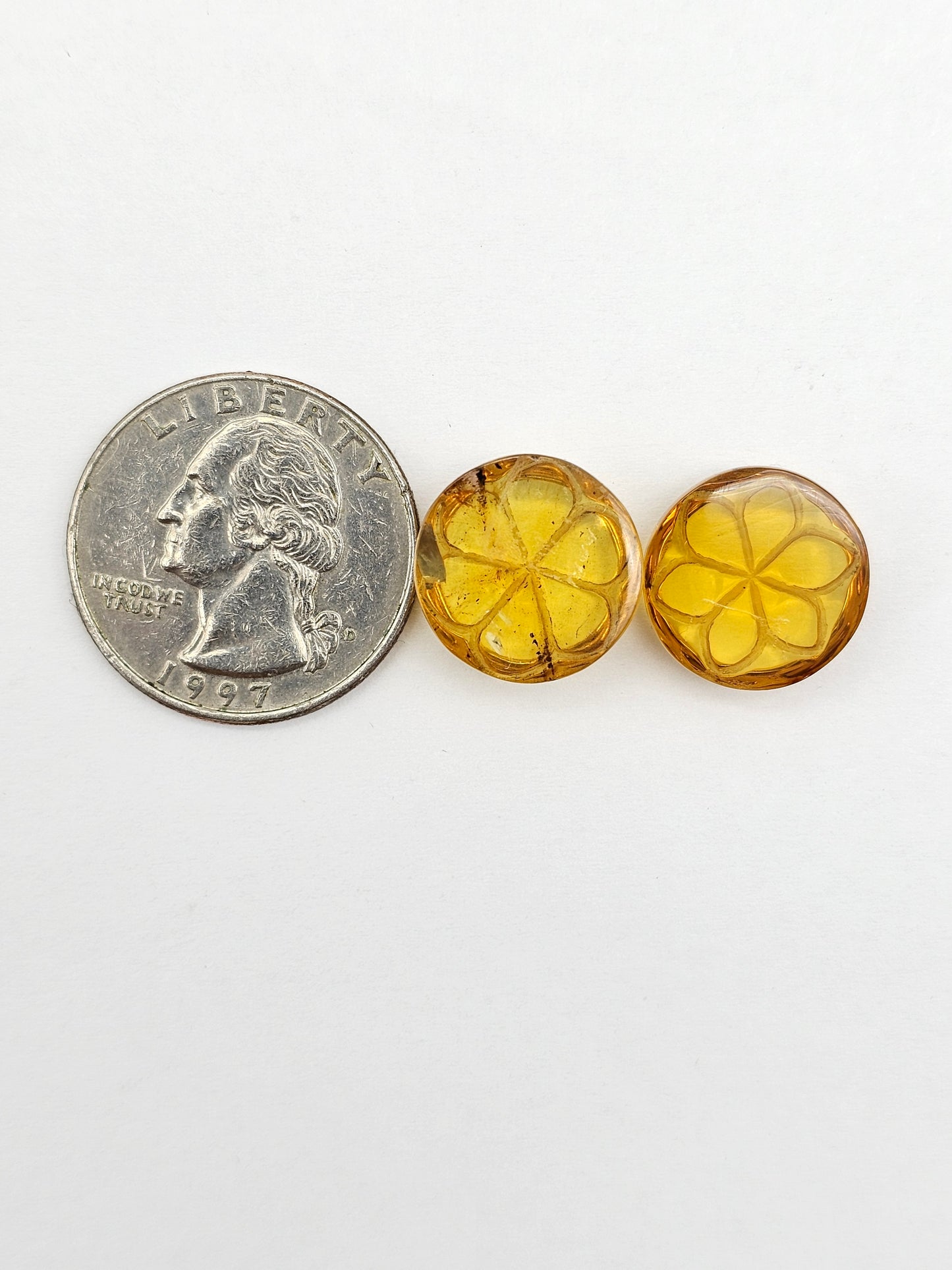 Amber Carved Flower Cabochon