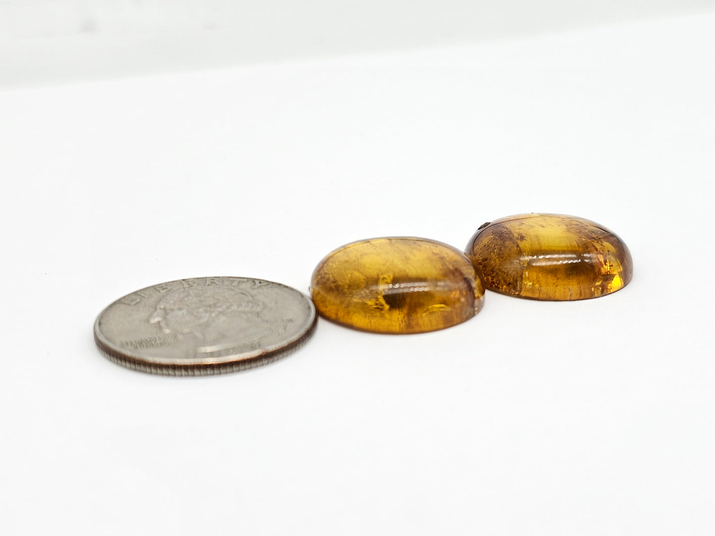 Amber cabochon pair | Artisan Cut Gemstone