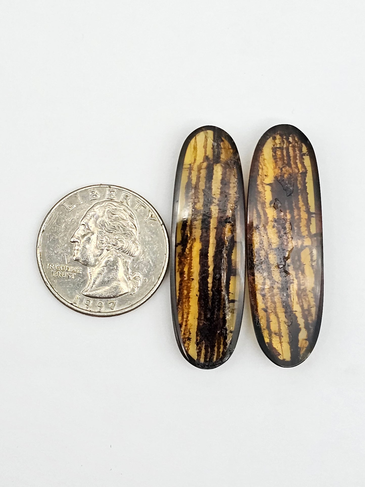 Amber cabochon pair | Artisan Cut Gemstone