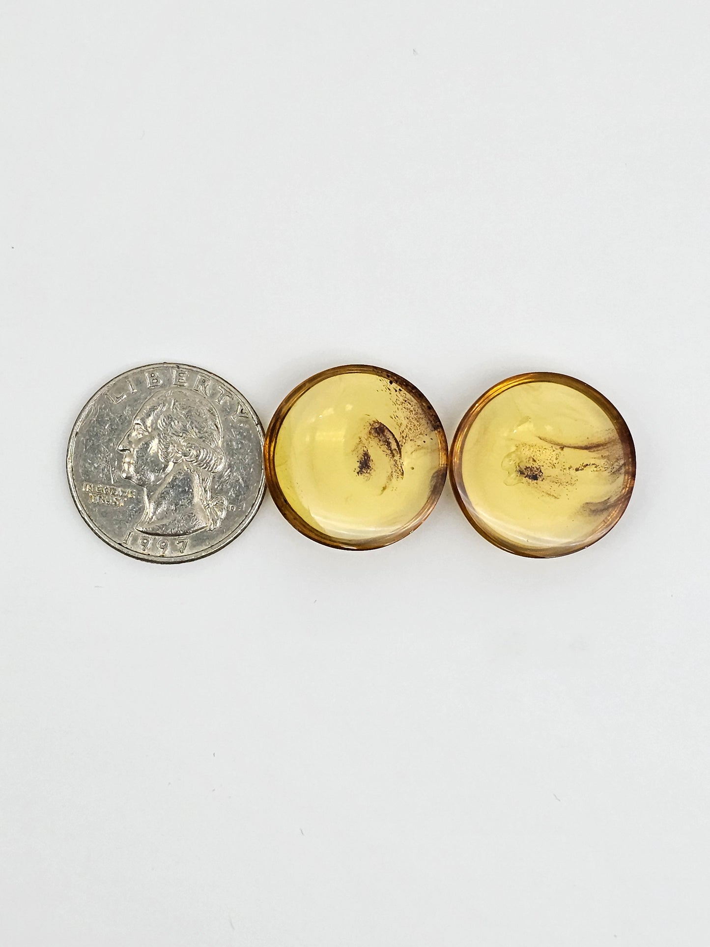 Amber cabochon pair | Artisan Cut Gemstone