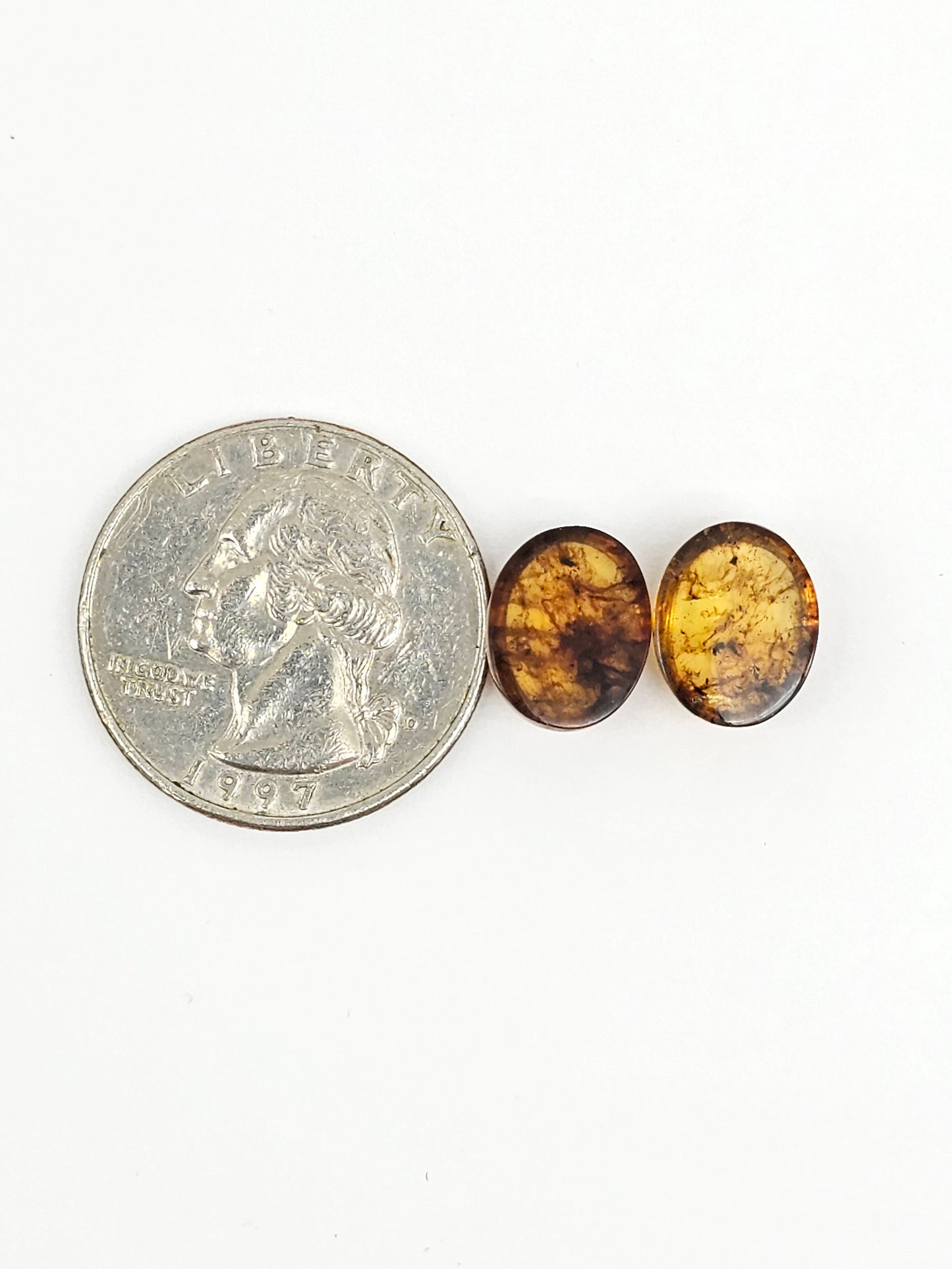 Amber cabochon pair | Artisan Cut Gemstone