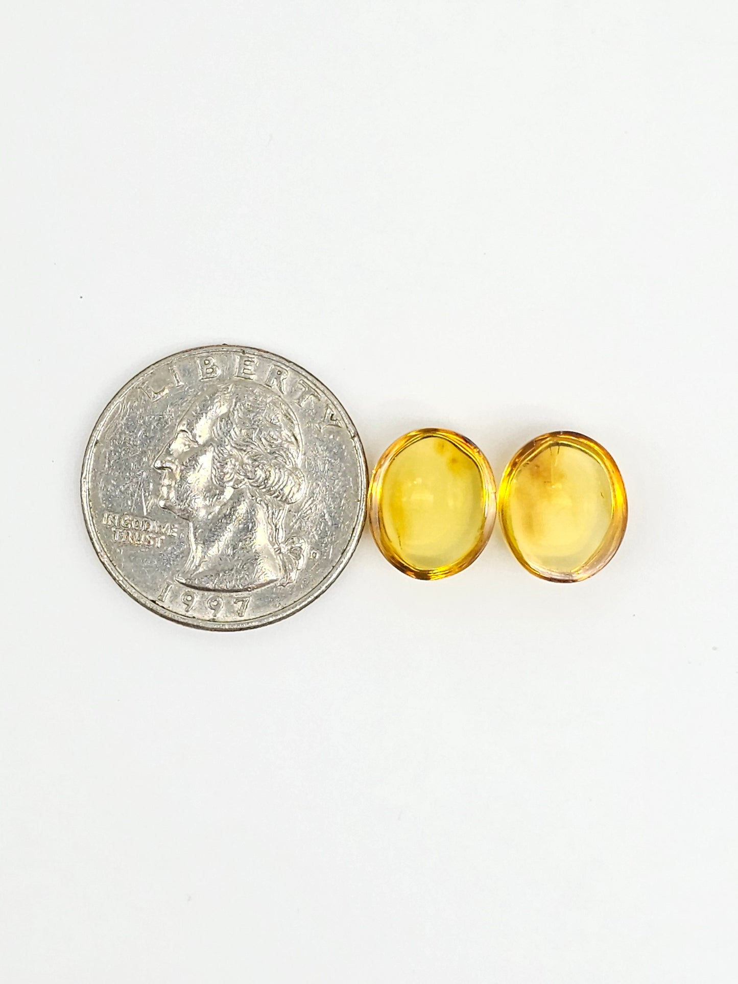 Amber cabochon pair | Artisan Cut Gemstone