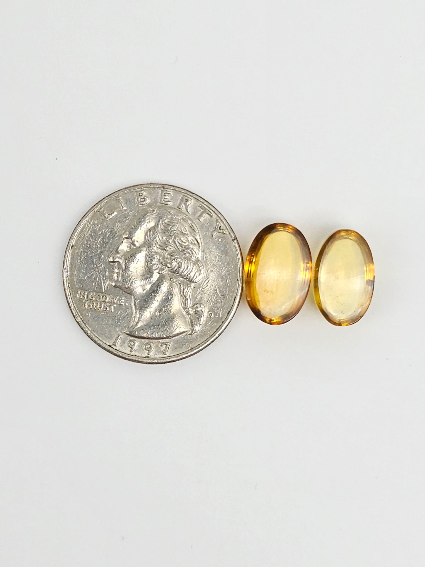 Amber cabochon pair | Artisan Cut Gemstone