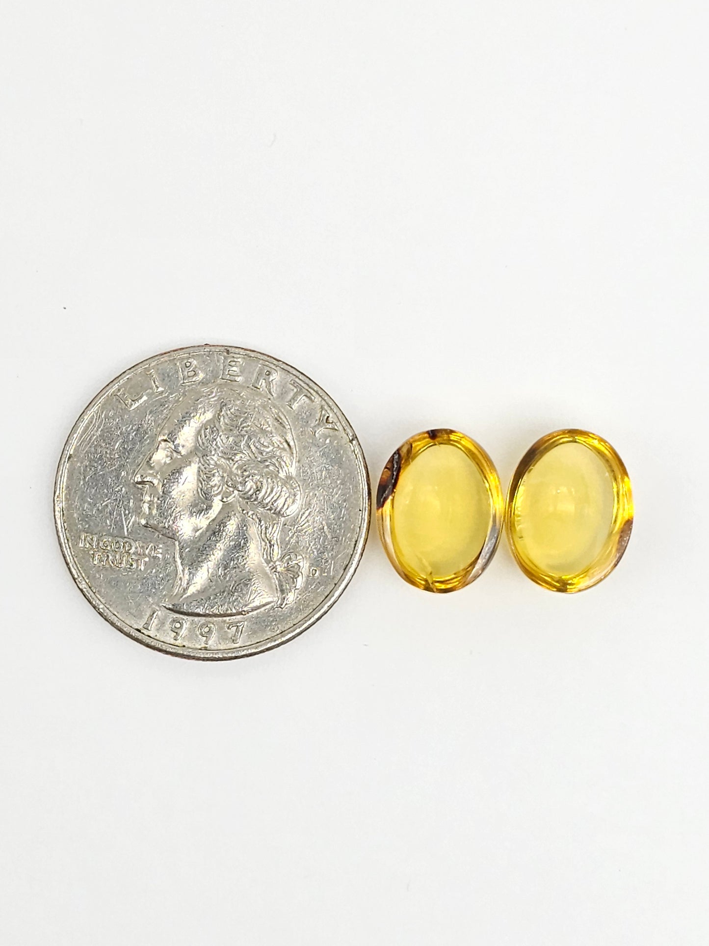 Amber cabochon pair | Artisan Cut Gemstone