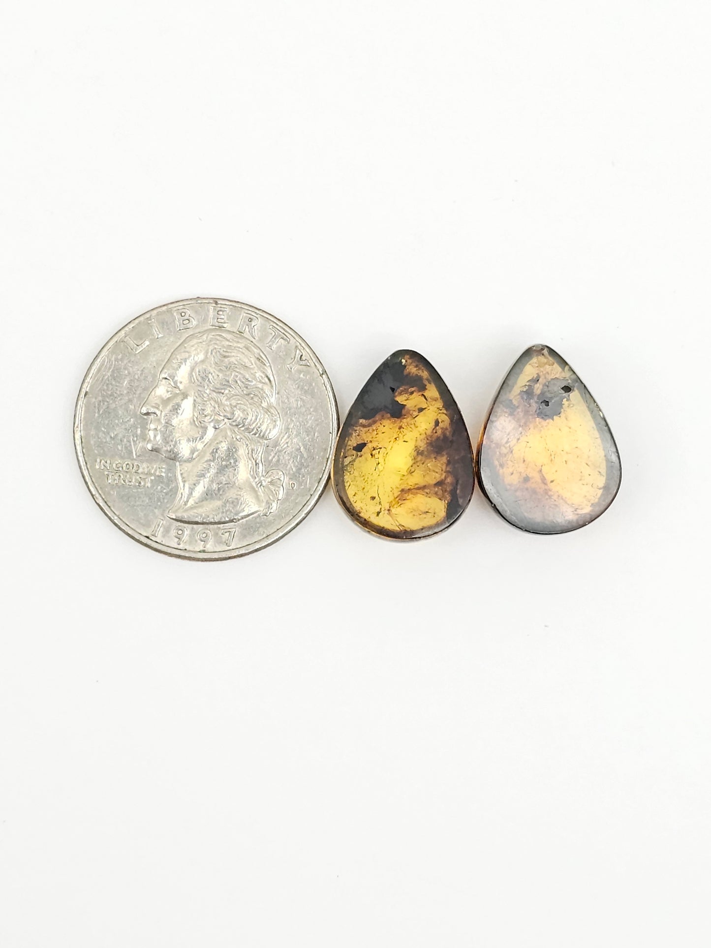 Amber cabochon pair | Artisan Cut Gemstone